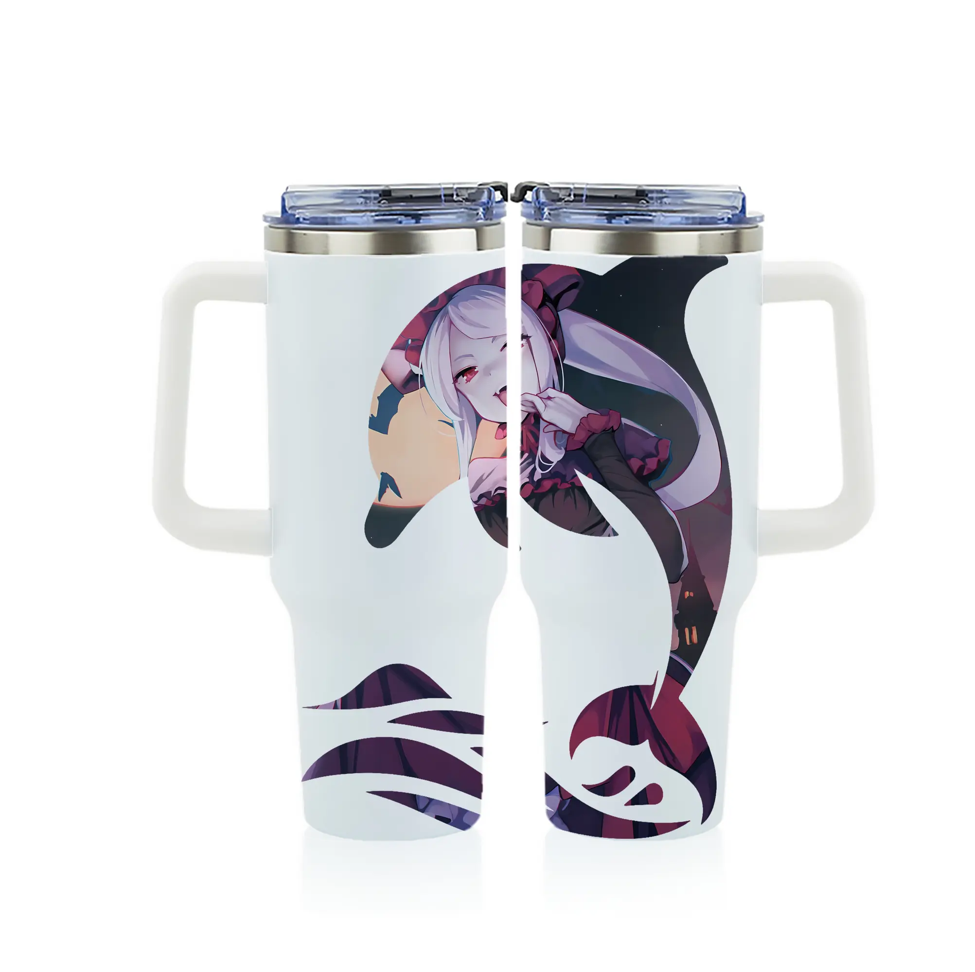 オーバーロード グッズ シャルティア・ブラッドフォールン - 1200mL フルプリント車用タンブラー ・ 304ステンレス 内側 ・ 201ステンレス 外側 ・ 保温 保冷 ・ 通勤 ドライブ アウトドア用