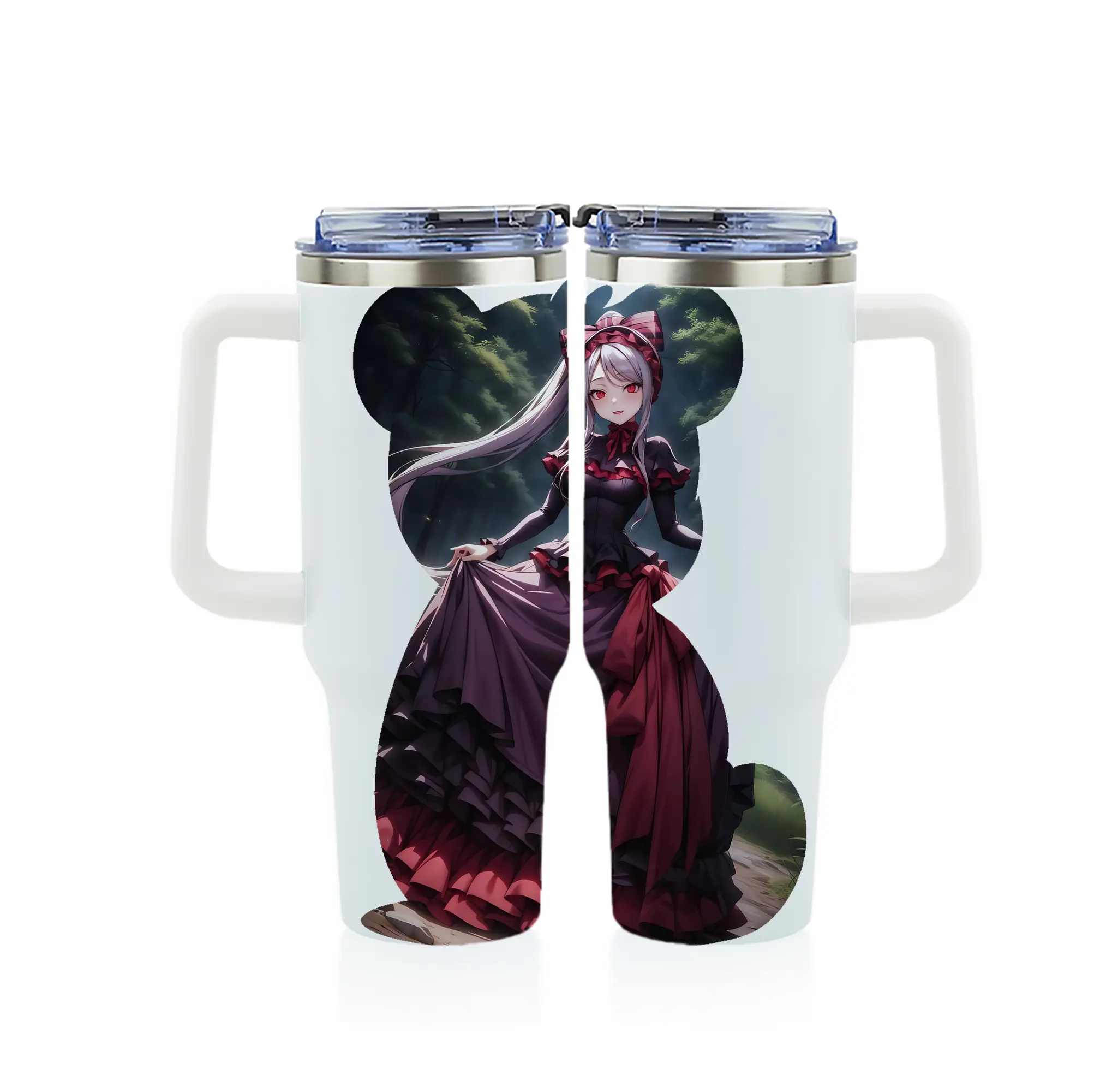 オーバーロード グッズ シャルティア・ブラッドフォールン - 1200mL フルプリント車用タンブラー ・ 304ステンレス 内側 ・ 201ステンレス 外側 ・ 保温 保冷 ・ 通勤 ドライブ アウトドア用