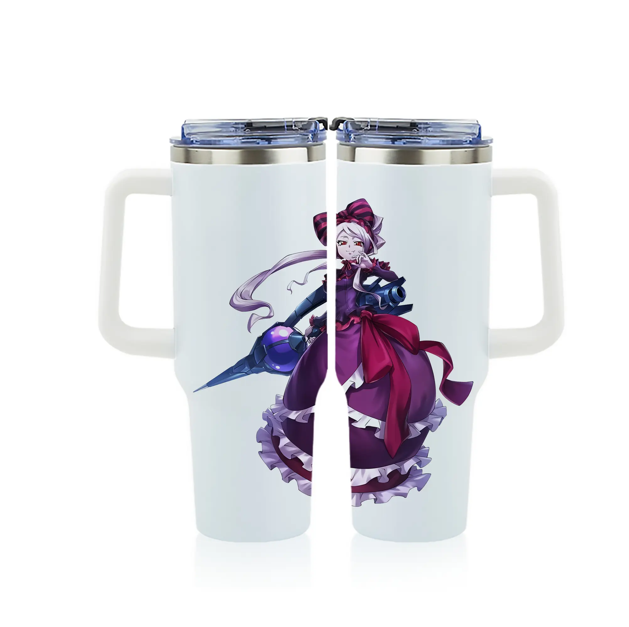 オーバーロード グッズ シャルティア・ブラッドフォールン - 1200mL フルプリント車用タンブラー ・ 304ステンレス 内側 ・ 201ステンレス 外側 ・ 保温 保冷 ・ 通勤 ドライブ アウトドア用