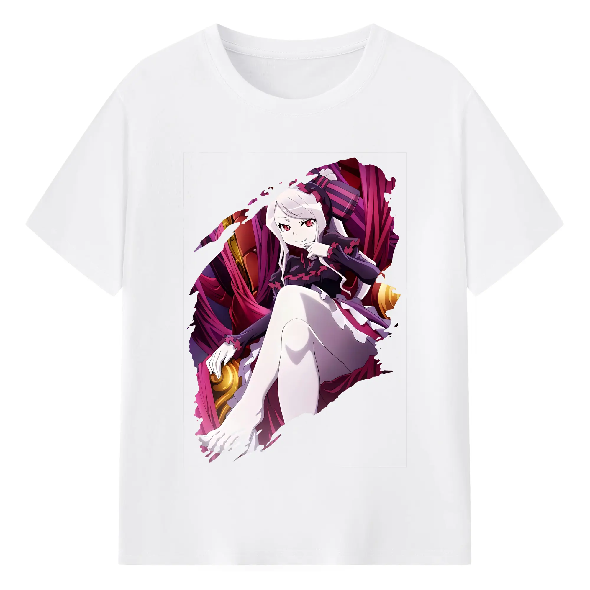 オーバーロード グッズ シャルティア・ブラッドフォールン - 綿100％ 半袖Tシャツ ・ フロントプリント ・ 快適 通気性 ・ 日常使い 散歩 スポーツ用