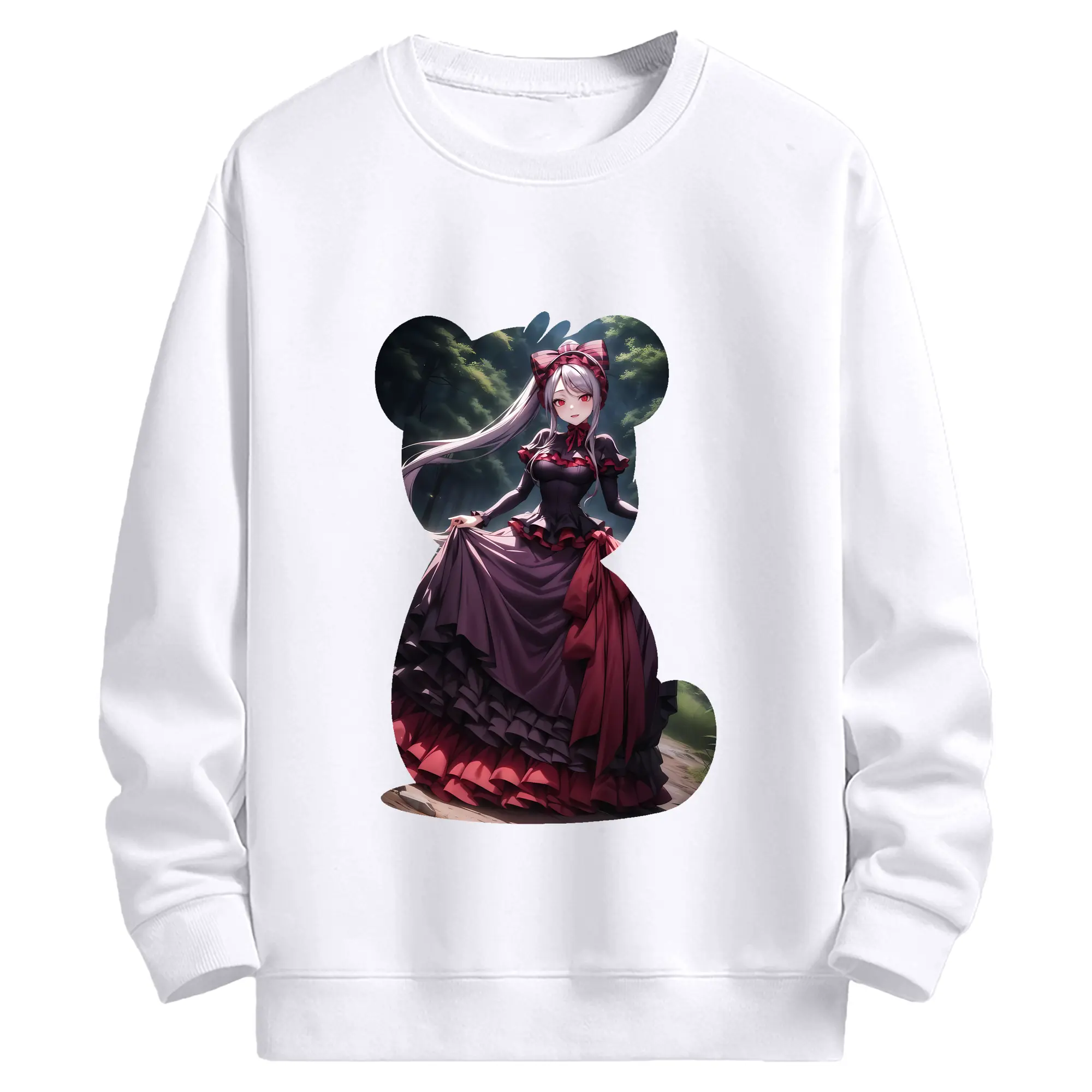 オーバーロード グッズ シャルティア・ブラッドフォールン - 高品質 クルーネック スウェット ・ コットン59％ ポリエステル41％ ・ ユニセックス 長袖 トレーナー ・ カジュアル デイリー スポーツ 散歩用