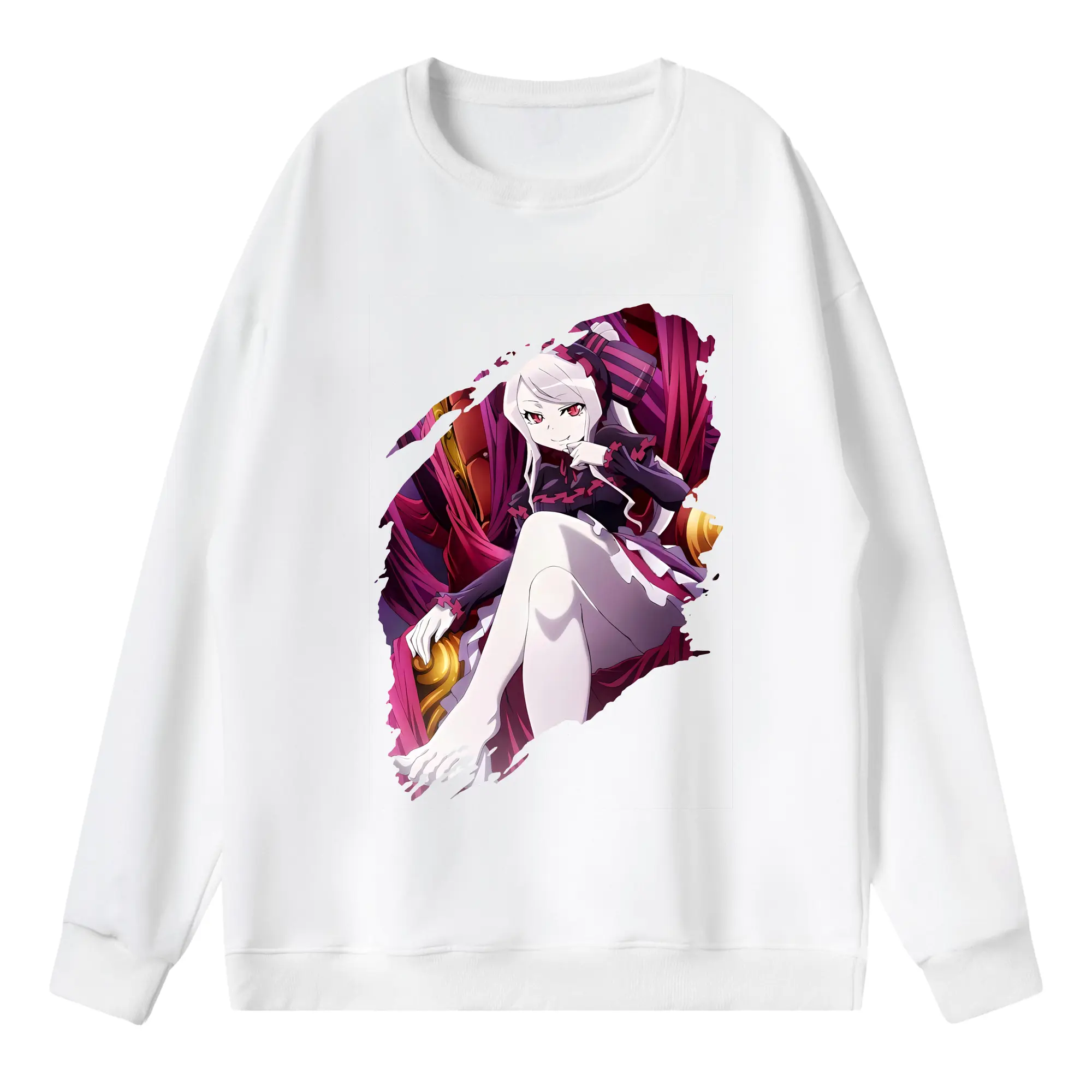 オーバーロード グッズ シャルティア・ブラッドフォールン - 薄手 クルーネック スウェット 裏毛260g · ポリエステル 春秋向け カジュアル 男女兼用 · トレーナー デイリー スポーツ 散歩に最適