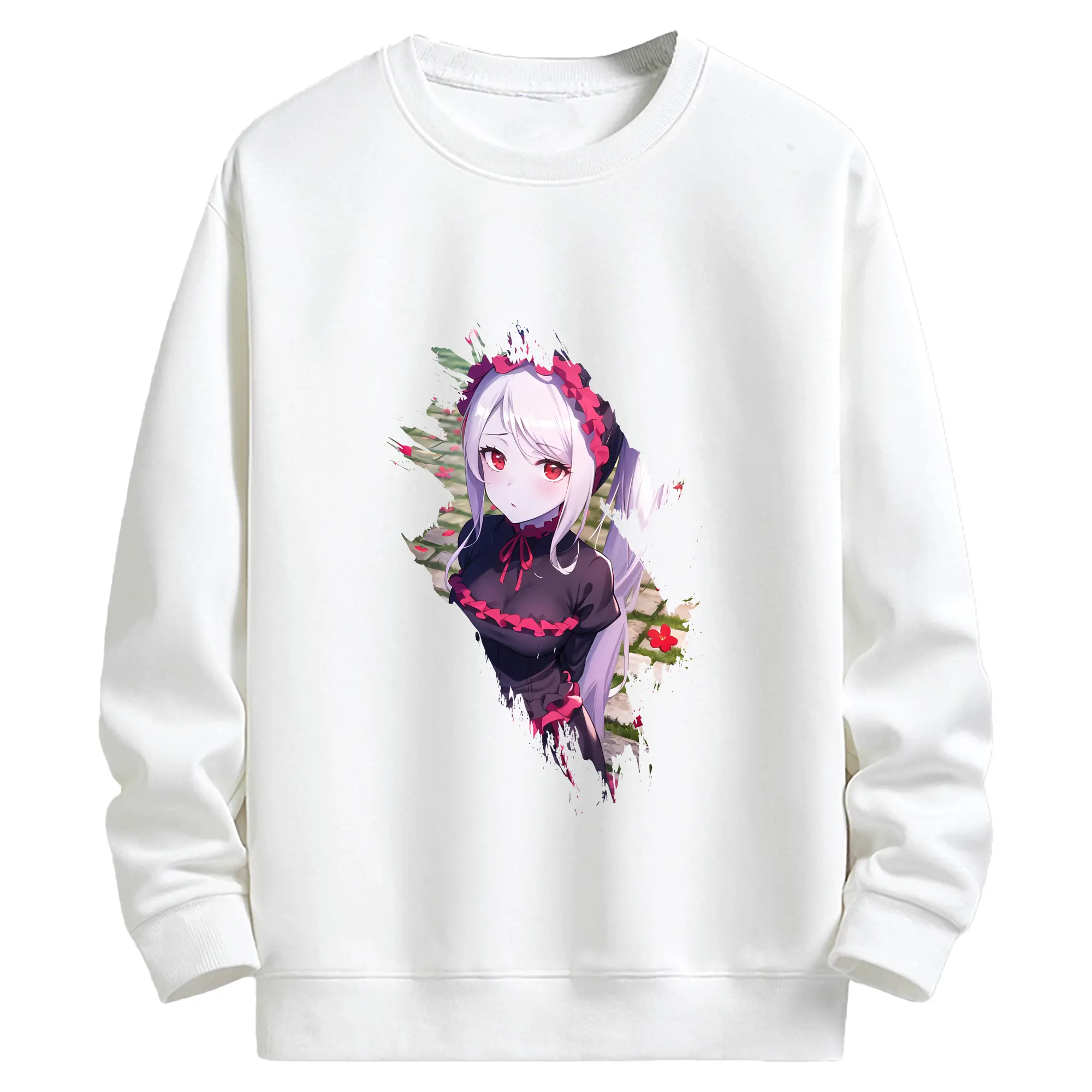 オーバーロード グッズ シャルティア・ブラッドフォールン - キッズ クルーネックスウェットシャツ ・ フロントプリント ・ 綿80％ ポリエステル20％ ・ 快適 通学 スポーツ 日常使い お散歩用