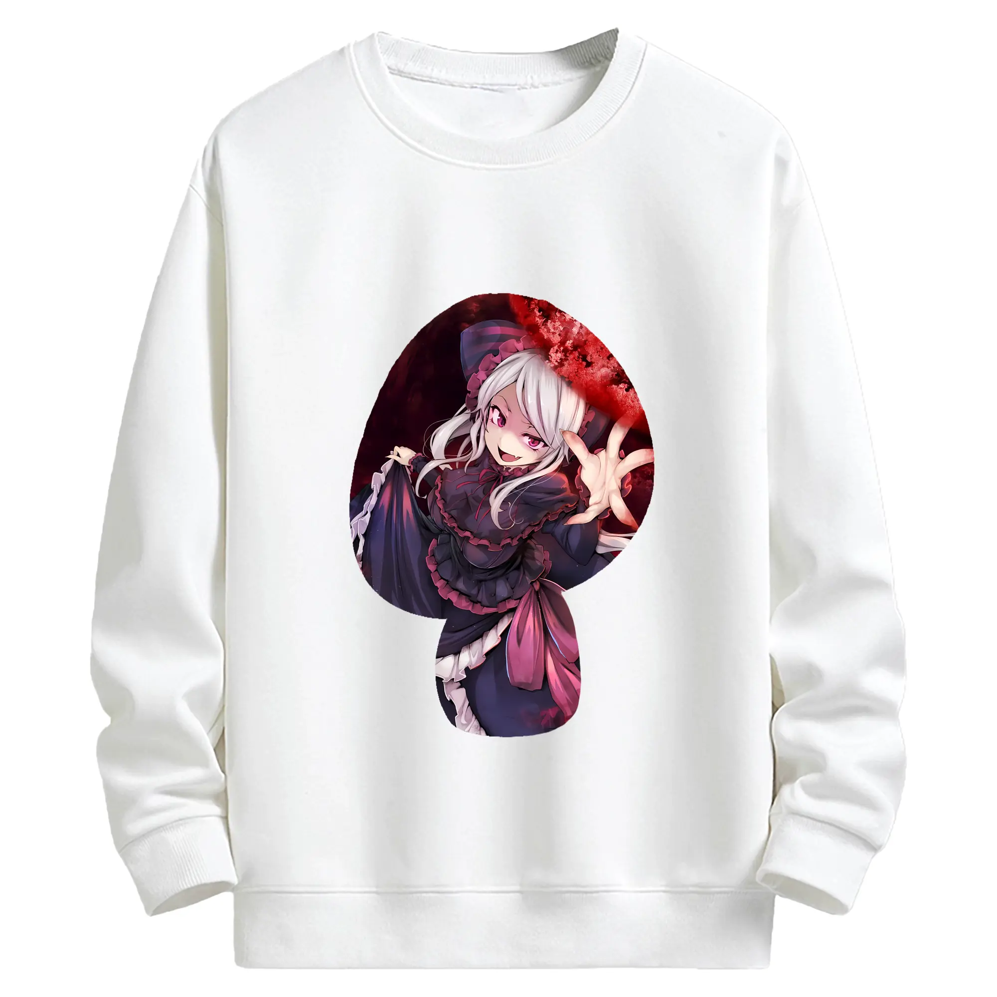 オーバーロード グッズ シャルティア・ブラッドフォールン - キッズ クルーネックスウェットシャツ ・ フロントプリント ・ 綿80％ ポリエステル20％ ・ 快適 通学 スポーツ 日常使い お散歩用