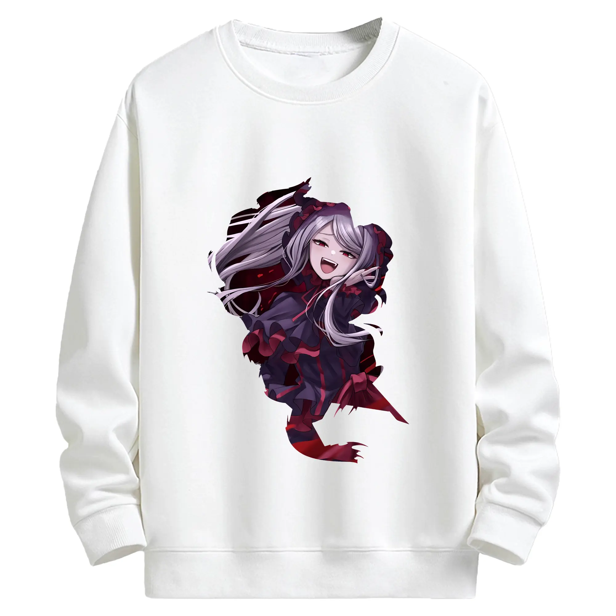 オーバーロード グッズ シャルティア・ブラッドフォールン - キッズ クルーネックスウェットシャツ ・ フロントプリント ・ 綿80％ ポリエステル20％ ・ 快適 通学 スポーツ 日常使い お散歩用