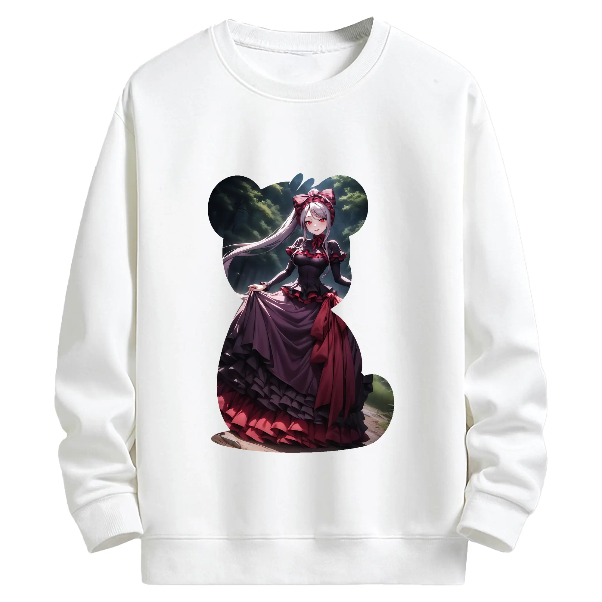 オーバーロード グッズ シャルティア・ブラッドフォールン - キッズ クルーネックスウェットシャツ ・ フロントプリント ・ 綿80％ ポリエステル20％ ・ 快適 通学 スポーツ 日常使い お散歩用