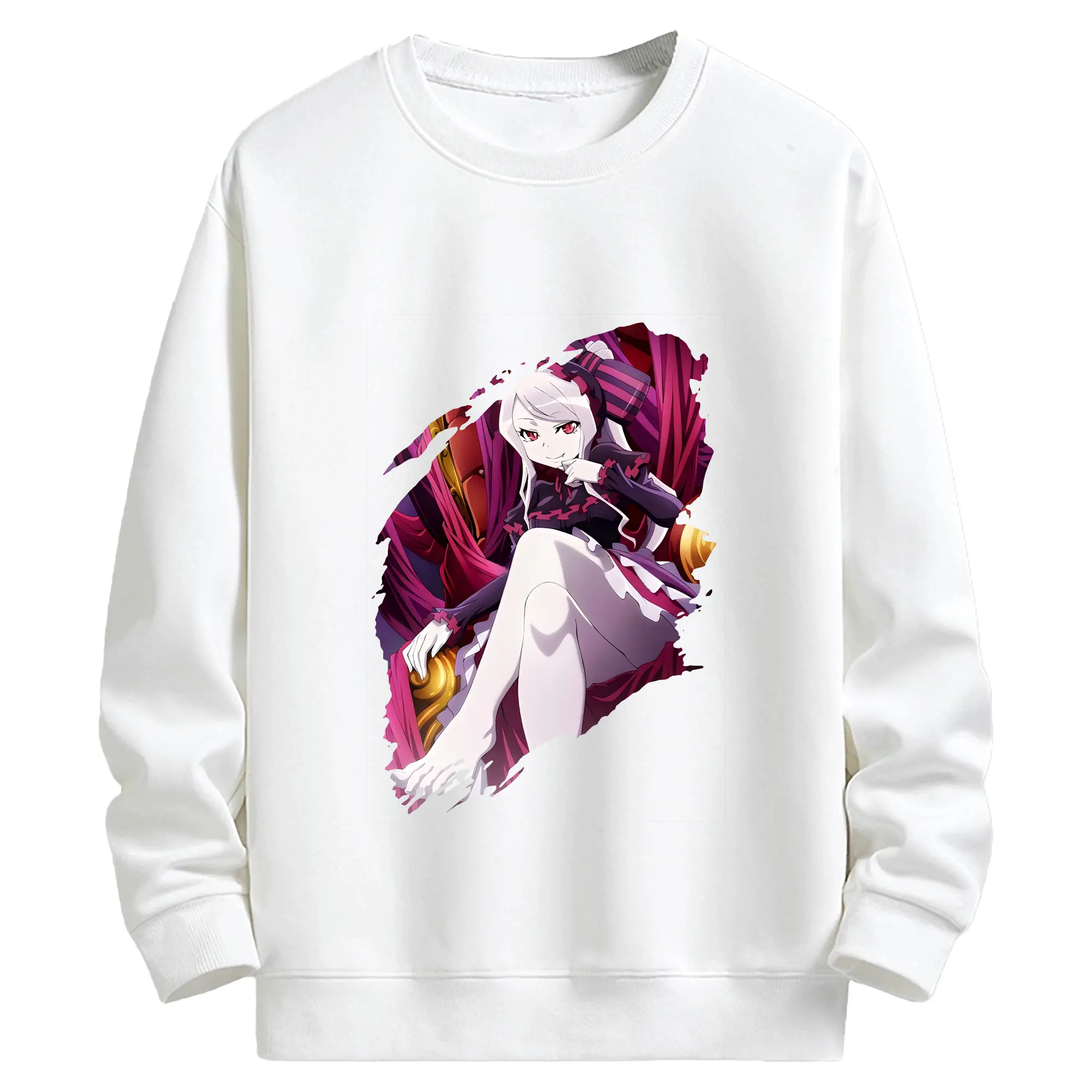 オーバーロード グッズ シャルティア・ブラッドフォールン - キッズ クルーネックスウェットシャツ ・ フロントプリント ・ 綿80％ ポリエステル20％ ・ 快適 通学 スポーツ 日常使い お散歩用