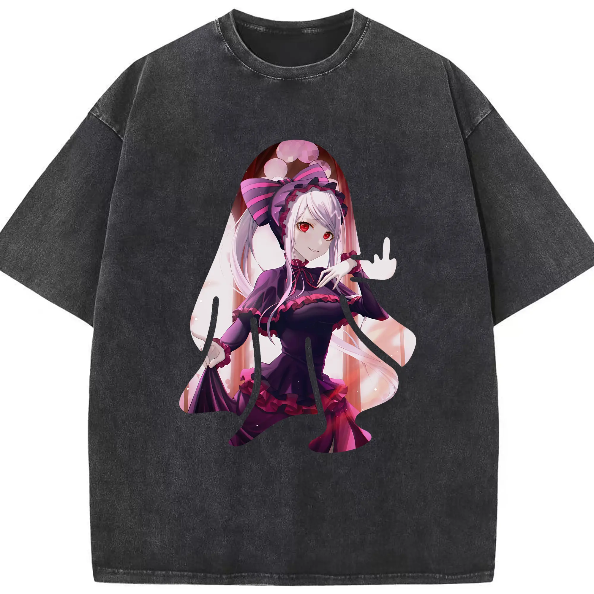 オーバーロード グッズ シャルティア・ブラッドフォールン - 綿100％ ヴィンテージ風 半袖Tシャツ ・ フロントプリント ・ 柔らか肌触り ・ 通気性 快適 ・ スポーツ カジュアル 外出用