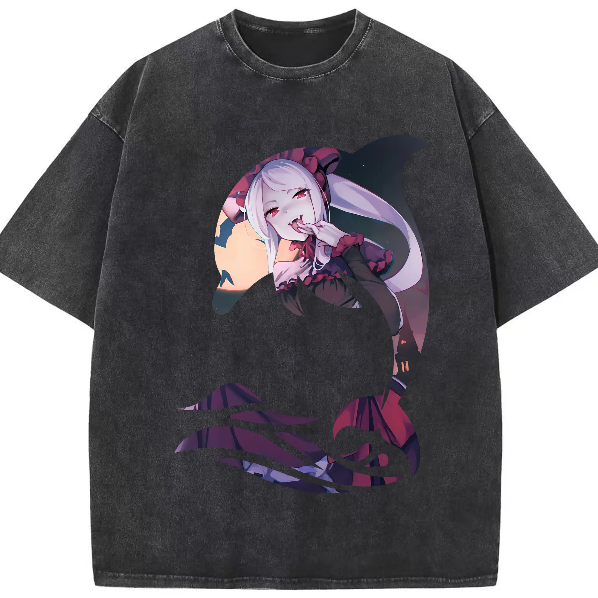 オーバーロード グッズ シャルティア・ブラッドフォールン - 綿100％ ヴィンテージ風 半袖Tシャツ ・ フロントプリント ・ 柔らか肌触り ・ 通気性 快適 ・ スポーツ カジュアル 外出用