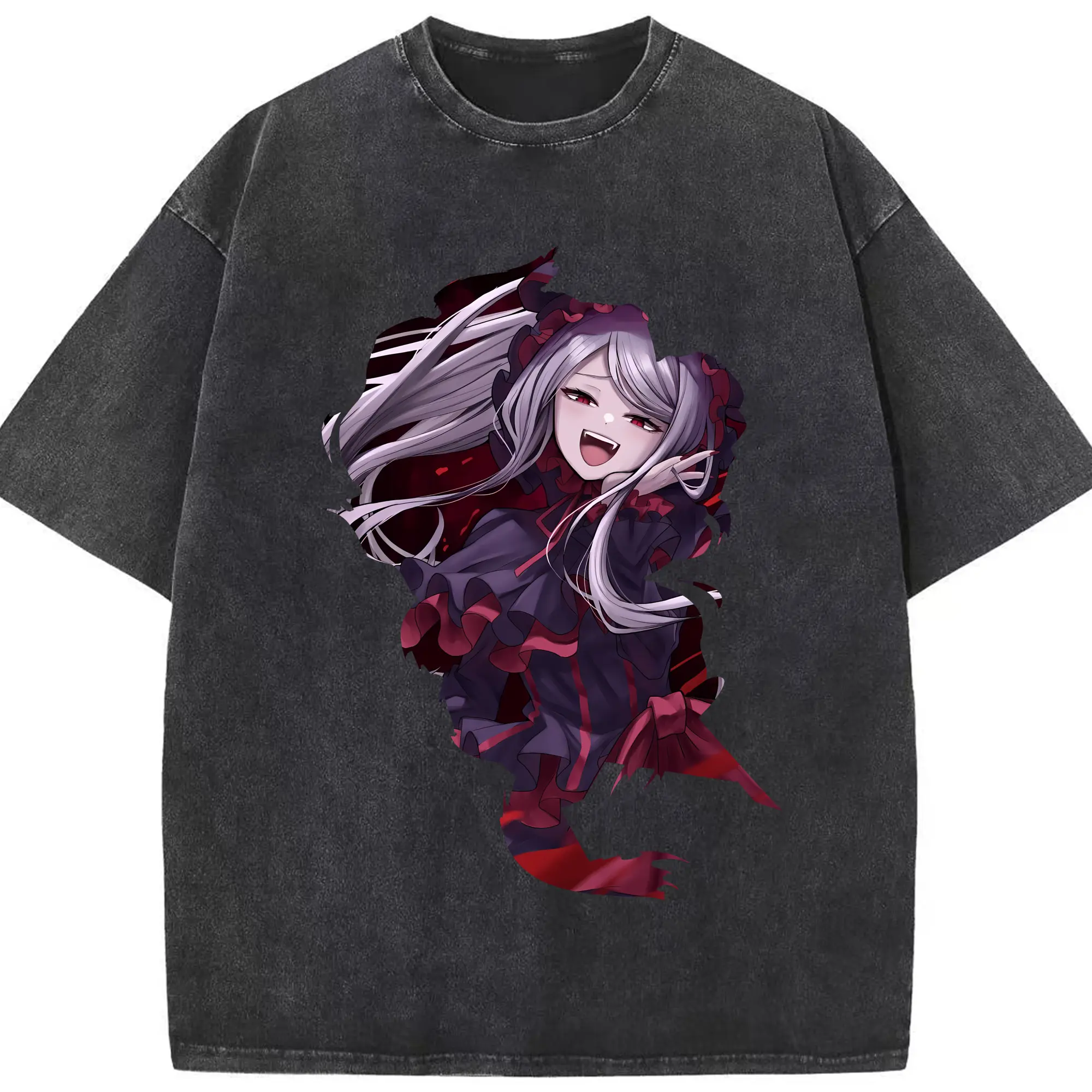 オーバーロード グッズ シャルティア・ブラッドフォールン - 綿100％ ヴィンテージ風 半袖Tシャツ ・ フロントプリント ・ 柔らか肌触り ・ 通気性 快適 ・ スポーツ カジュアル 外出用