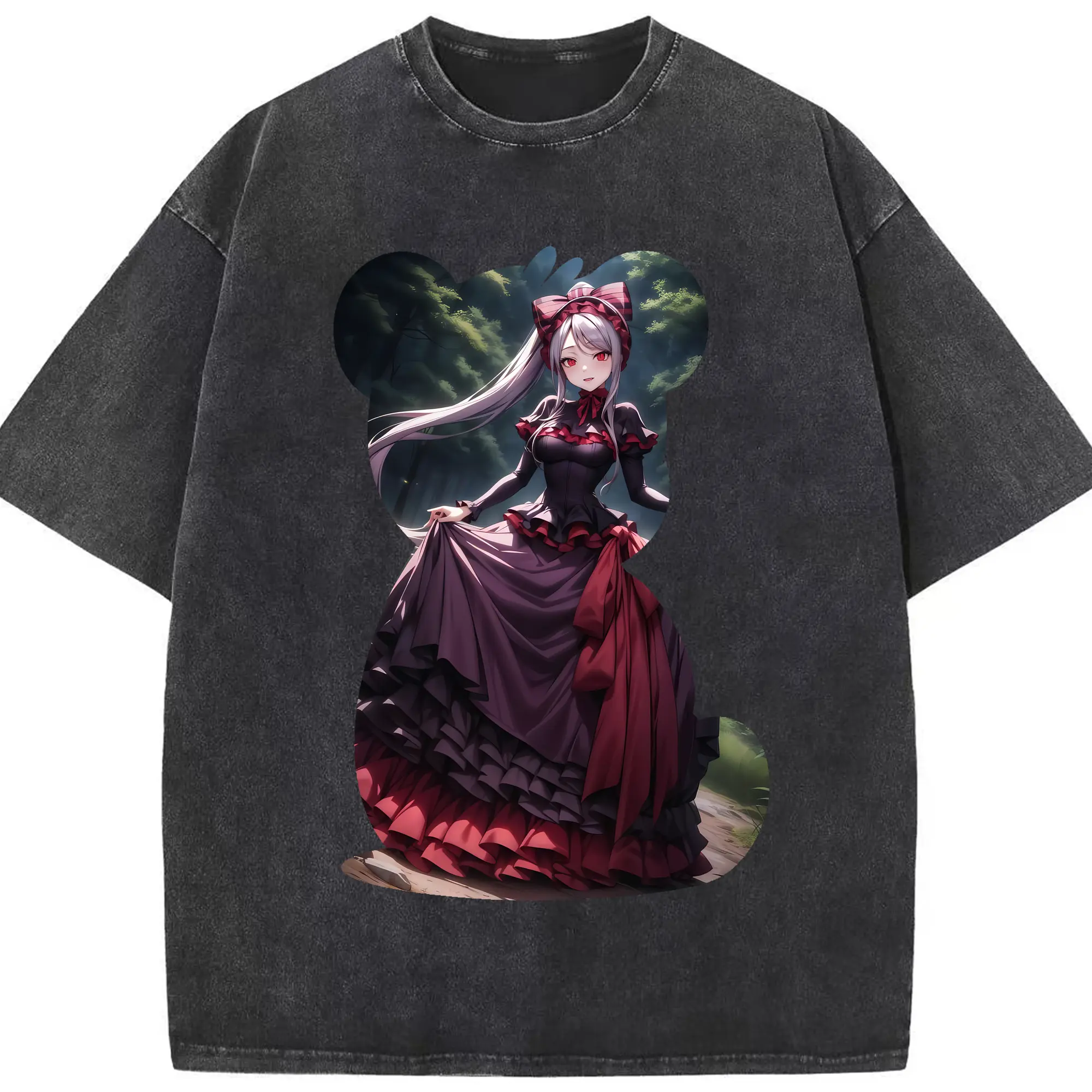 オーバーロード グッズ シャルティア・ブラッドフォールン - 綿100％ ヴィンテージ風 半袖Tシャツ ・ フロントプリント ・ 柔らか肌触り ・ 通気性 快適 ・ スポーツ カジュアル 外出用