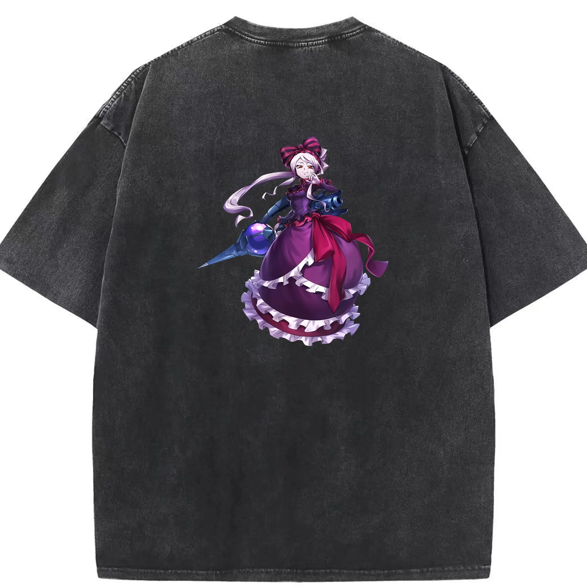 オーバーロード グッズ シャルティア・ブラッドフォールン - 綿100％ ヴィンテージ風 半袖Tシャツ ・ 背面プリント ・ 柔らか肌触り ・ 通気性 快適 ・ スポーツ カジュアル 外出用