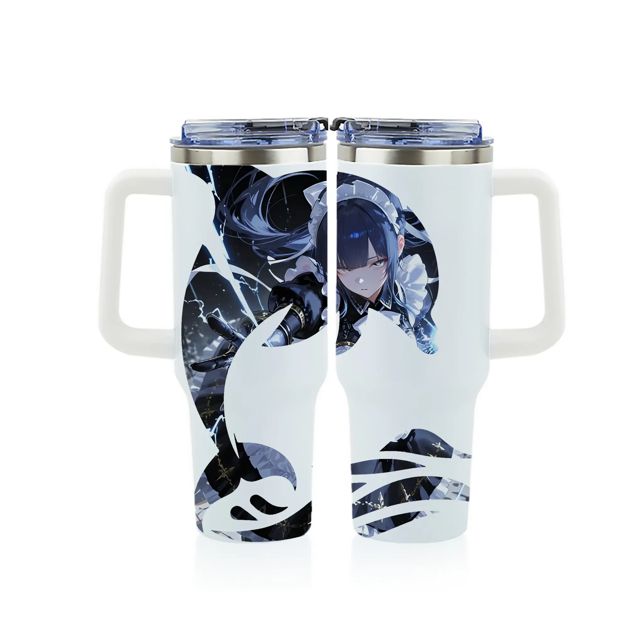 オーバーロード グッズ ナーベラル・ガンマ - 1200mL フルプリント車用タンブラー ・ 304ステンレス 内側 ・ 201ステンレス 外側 ・ 保温 保冷 ・ 通勤 ドライブ アウトドア用