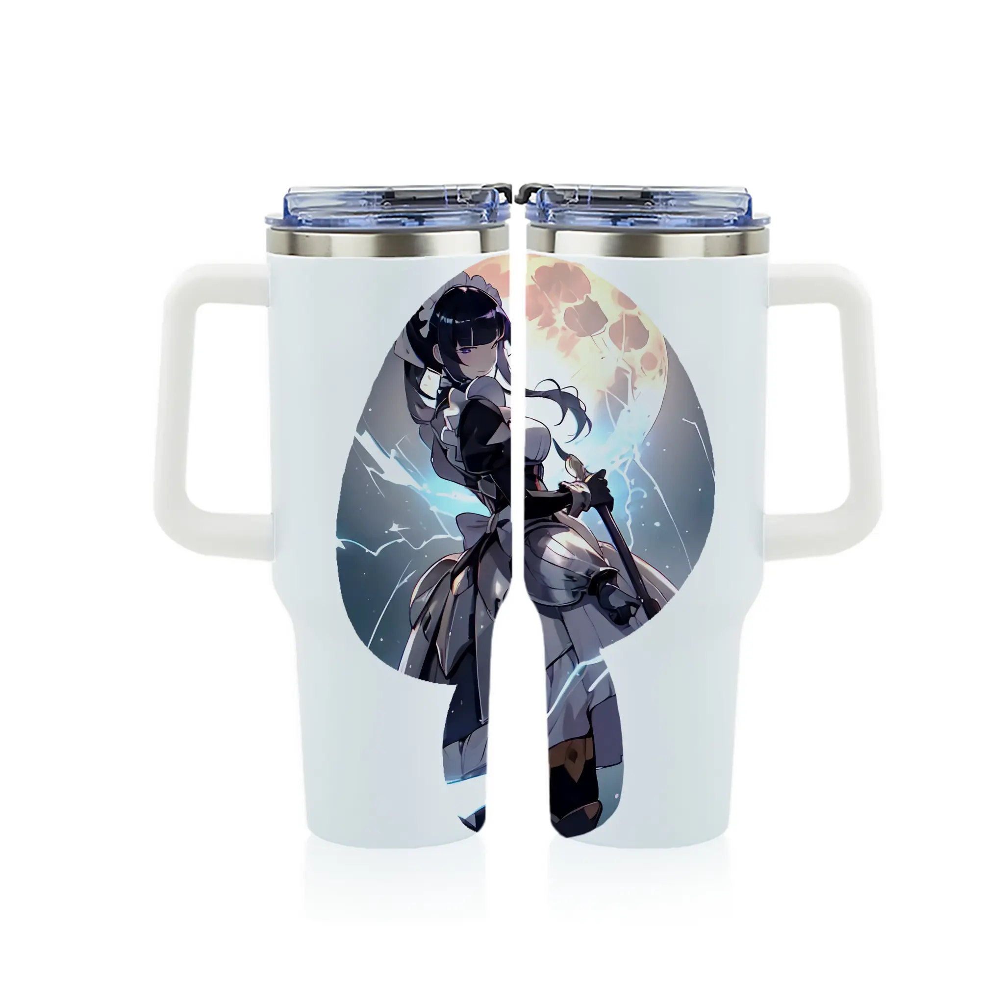 オーバーロード グッズ ナーベラル・ガンマ - 1200mL フルプリント車用タンブラー ・ 304ステンレス 内側 ・ 201ステンレス 外側 ・ 保温 保冷 ・ 通勤 ドライブ アウトドア用