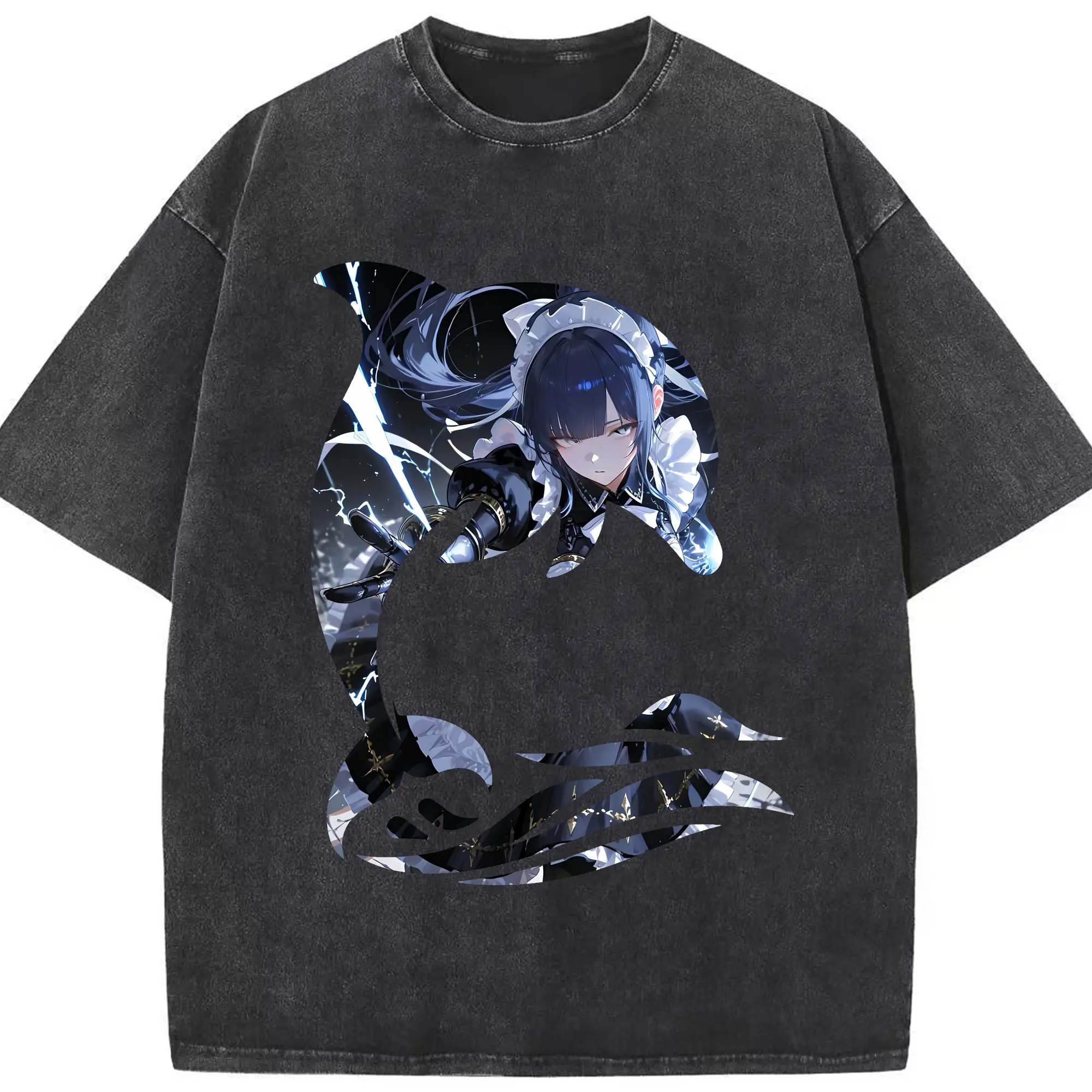 オーバーロード グッズ ナーベラル・ガンマ - 綿100％ ヴィンテージ風 半袖Tシャツ ・ フロントプリント ・ 柔らか肌触り ・ 通気性 快適 ・ スポーツ カジュアル 外出用