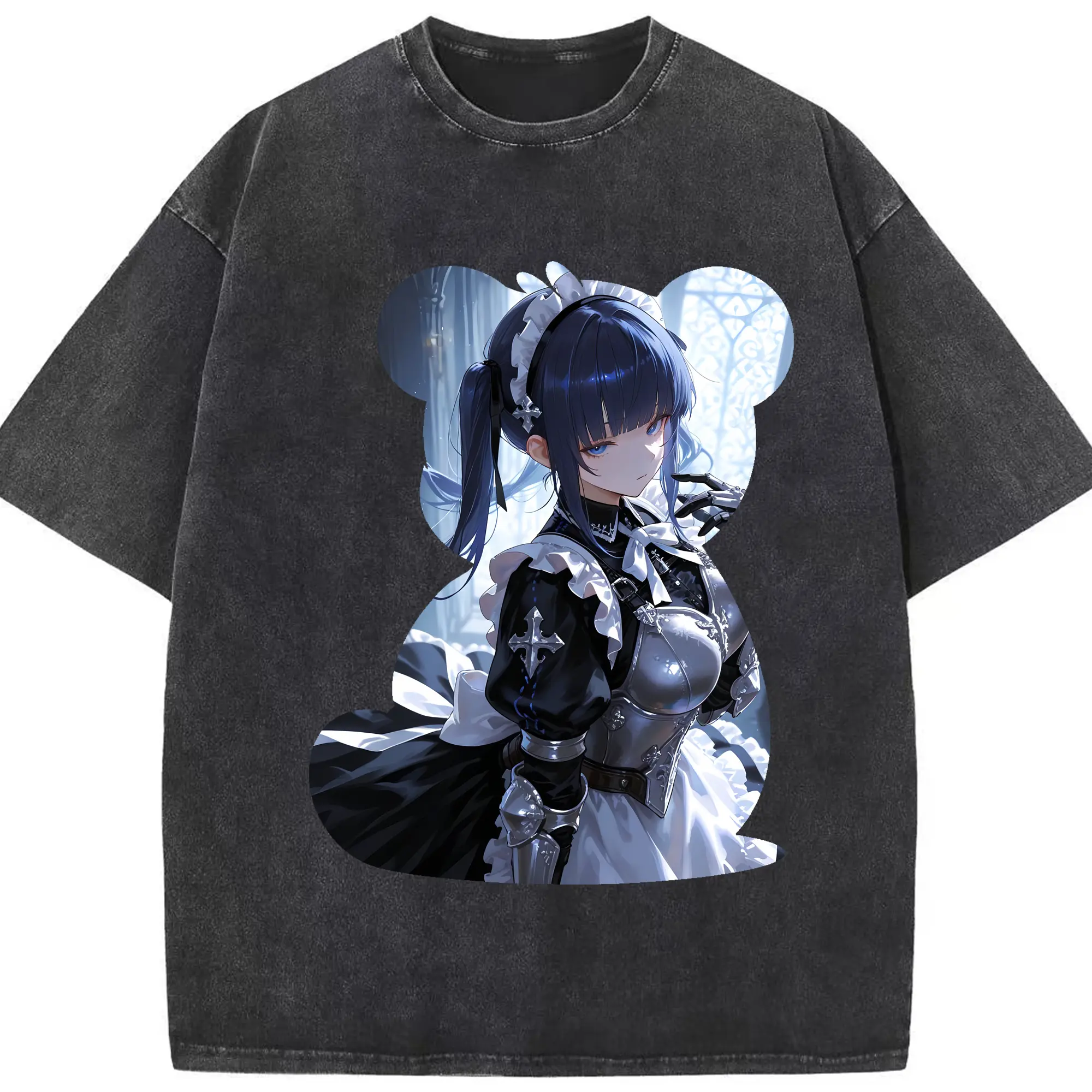 オーバーロード グッズ ナーベラル・ガンマ - 綿100％ ヴィンテージ風 半袖Tシャツ ・ フロントプリント ・ 柔らか肌触り ・ 通気性 快適 ・ スポーツ カジュアル 外出用