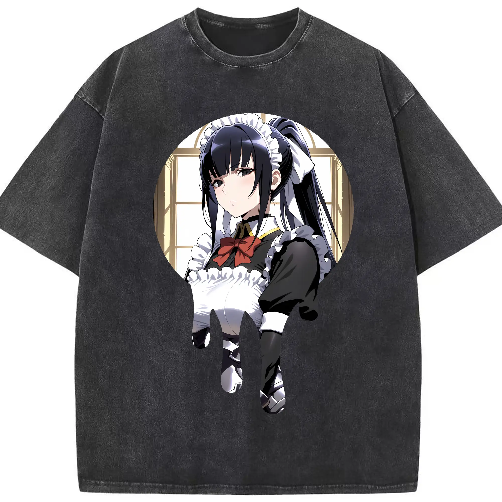 オーバーロード グッズ ナーベラル・ガンマ - 綿100％ ヴィンテージ風 半袖Tシャツ ・ フロントプリント ・ 柔らか肌触り ・ 通気性 快適 ・ スポーツ カジュアル 外出用