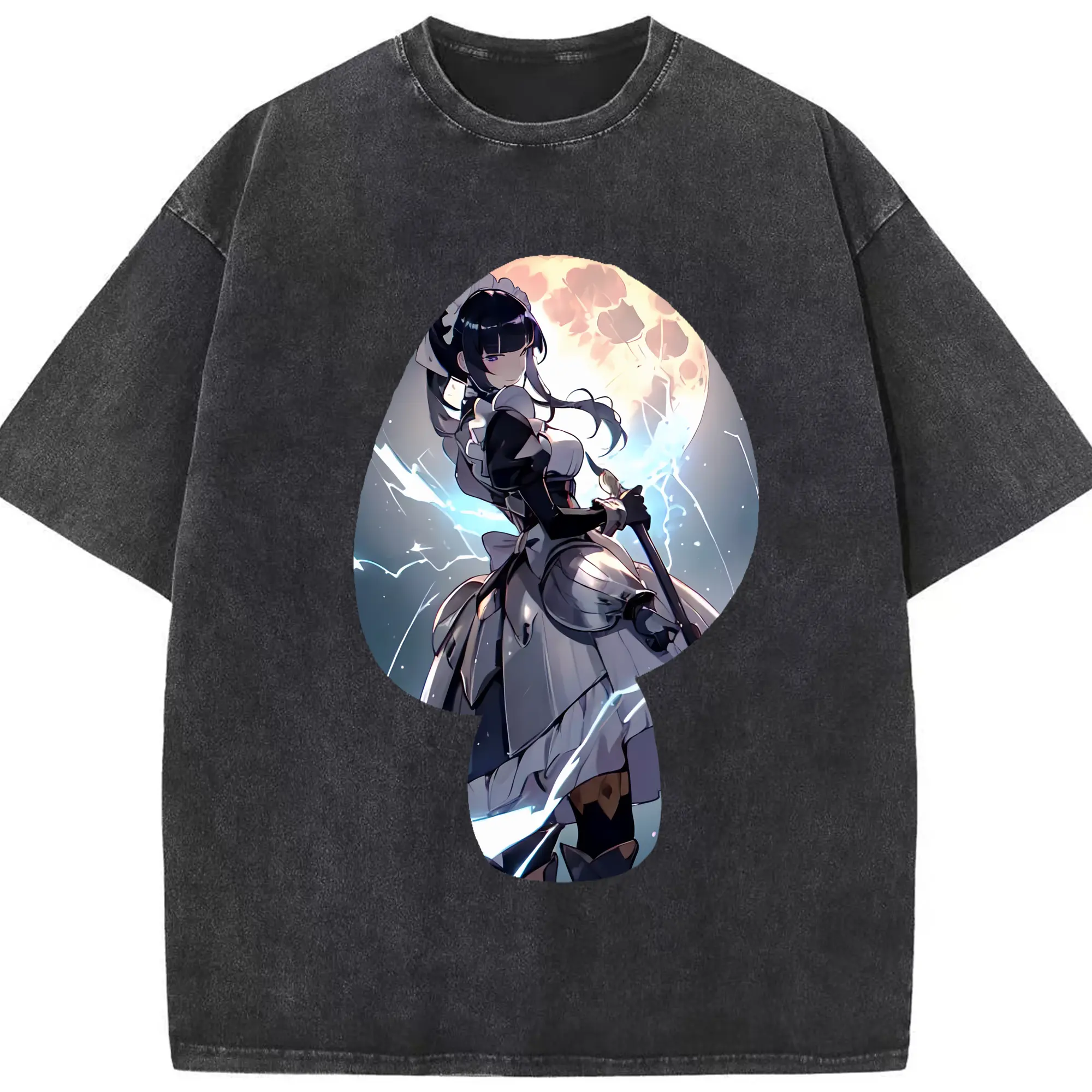 オーバーロード グッズ ナーベラル・ガンマ - 綿100％ ヴィンテージ風 半袖Tシャツ ・ フロントプリント ・ 柔らか肌触り ・ 通気性 快適 ・ スポーツ カジュアル 外出用