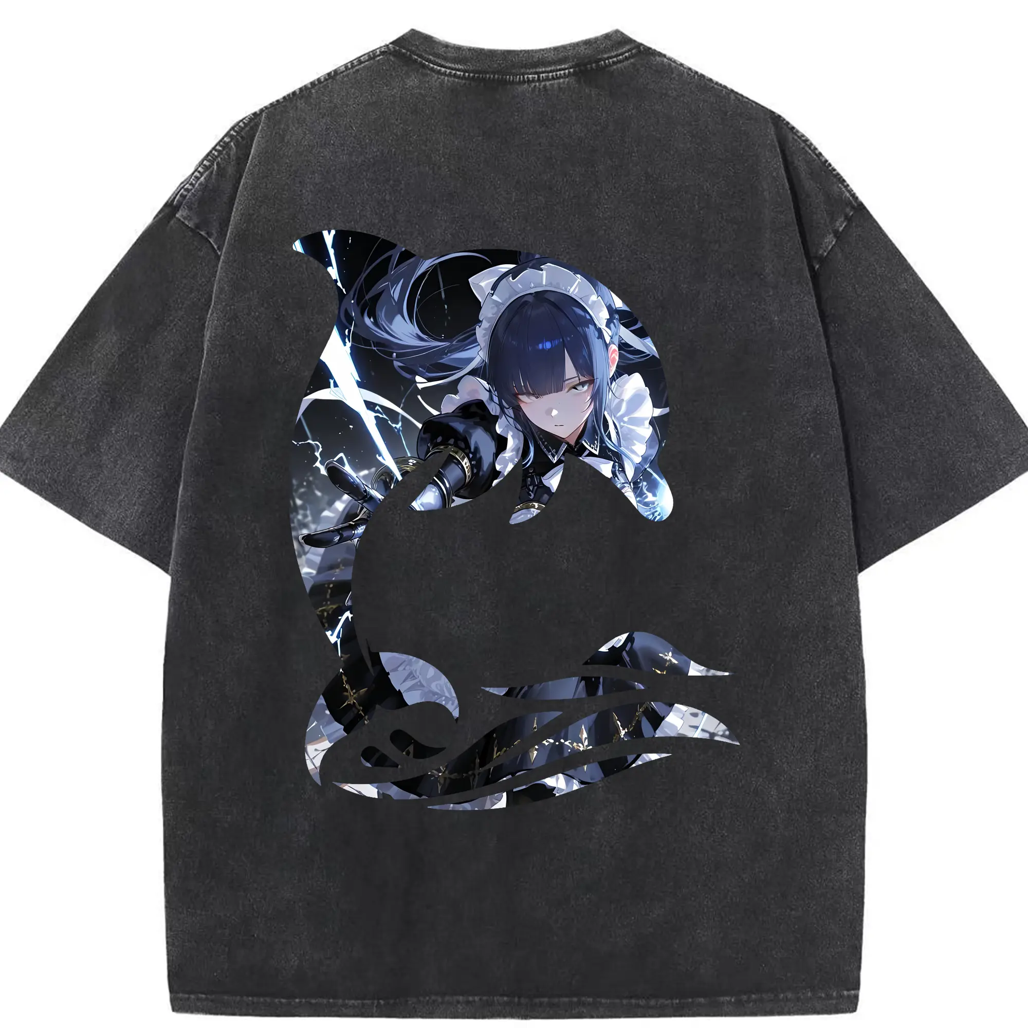 オーバーロード グッズ ナーベラル・ガンマ - 綿100％ ヴィンテージ風 半袖Tシャツ ・ 背面プリント ・ 柔らか肌触り ・ 通気性 快適 ・ スポーツ カジュアル 外出用