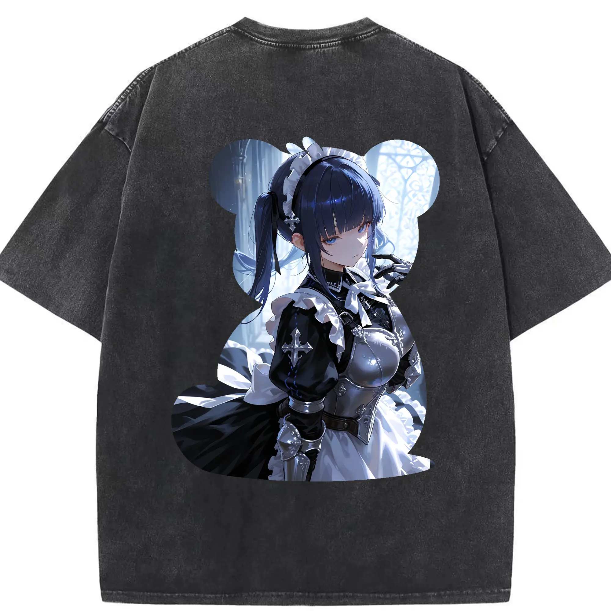 オーバーロード グッズ ナーベラル・ガンマ - 綿100％ ヴィンテージ風 半袖Tシャツ ・ 背面プリント ・ 柔らか肌触り ・ 通気性 快適 ・ スポーツ カジュアル 外出用