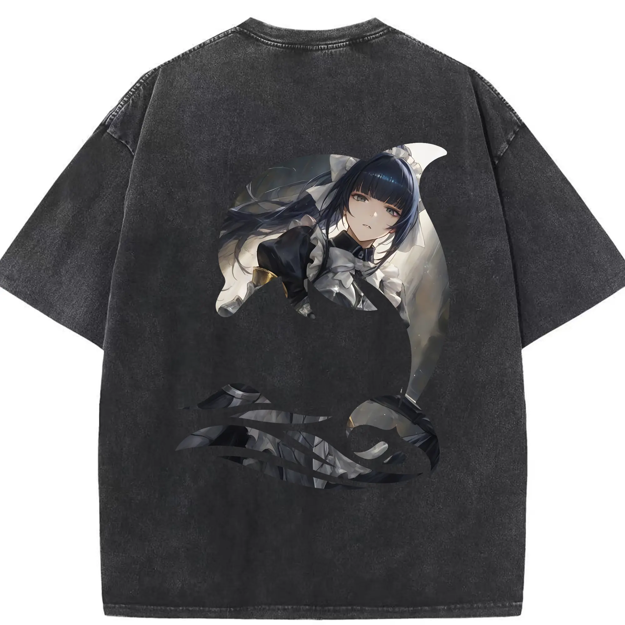 オーバーロード グッズ ナーベラル・ガンマ - 綿100％ ヴィンテージ風 半袖Tシャツ ・ 背面プリント ・ 柔らか肌触り ・ 通気性 快適 ・ スポーツ カジュアル 外出用