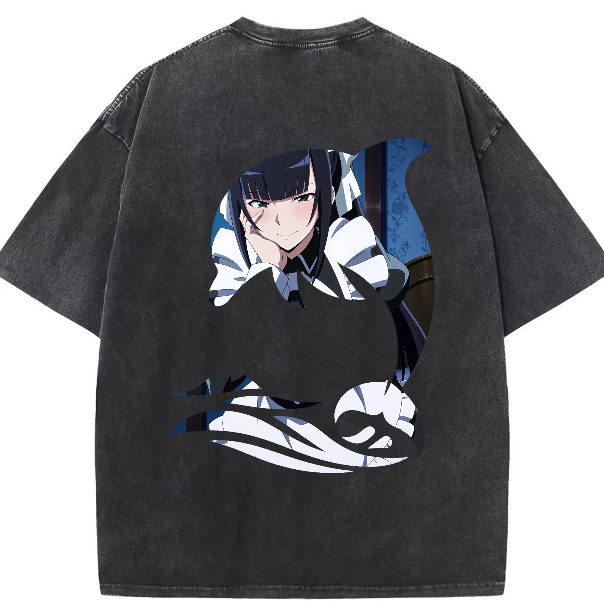 オーバーロード グッズ ナーベラル・ガンマ - 綿100％ ヴィンテージ風 半袖Tシャツ ・ 背面プリント ・ 柔らか肌触り ・ 通気性 快適 ・ スポーツ カジュアル 外出用