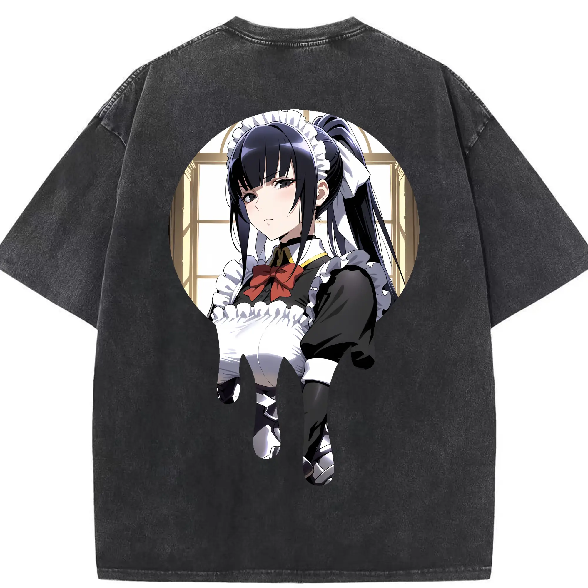 オーバーロード グッズ ナーベラル・ガンマ - 綿100％ ヴィンテージ風 半袖Tシャツ ・ 背面プリント ・ 柔らか肌触り ・ 通気性 快適 ・ スポーツ カジュアル 外出用