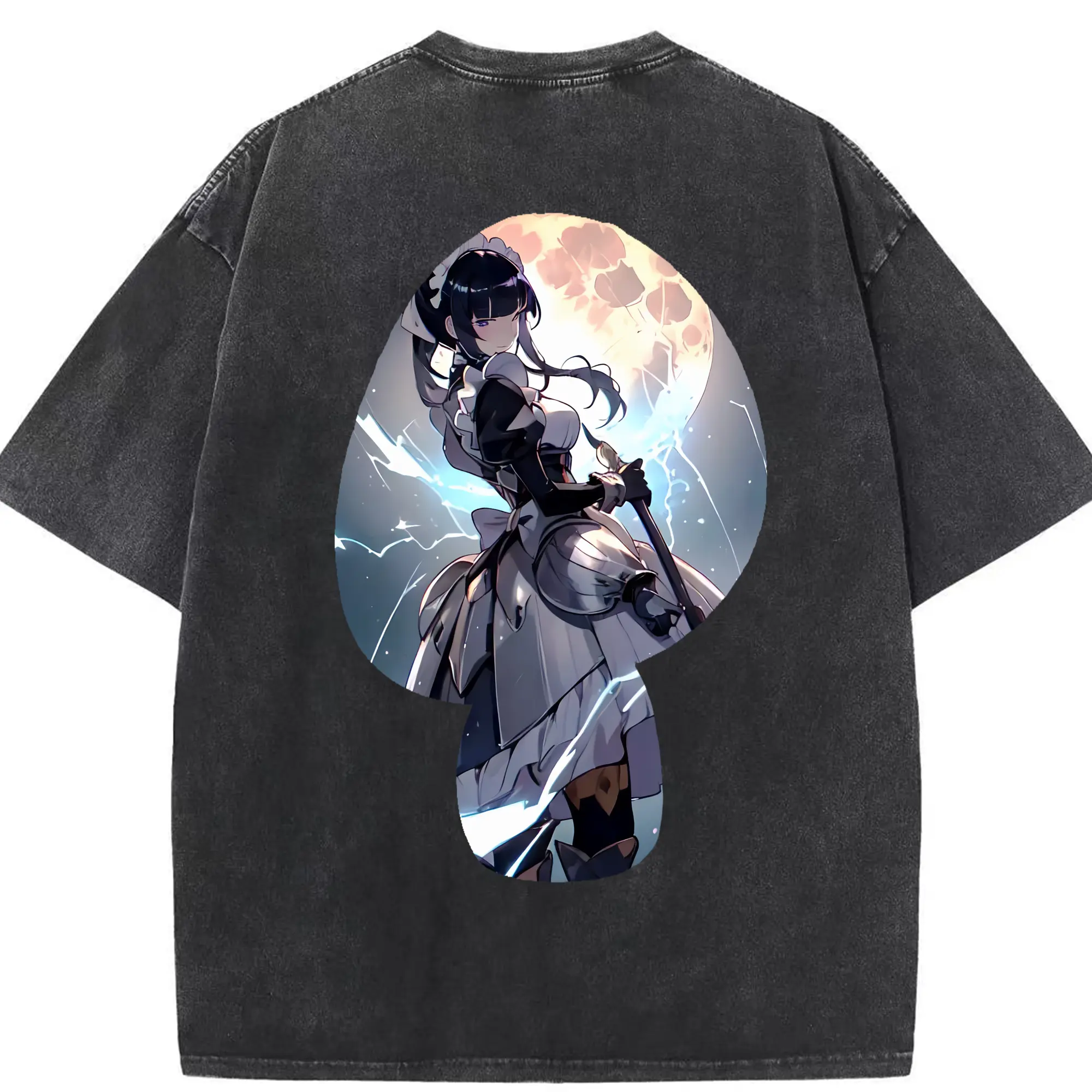 オーバーロード グッズ ナーベラル・ガンマ - 綿100％ ヴィンテージ風 半袖Tシャツ ・ 背面プリント ・ 柔らか肌触り ・ 通気性 快適 ・ スポーツ カジュアル 外出用