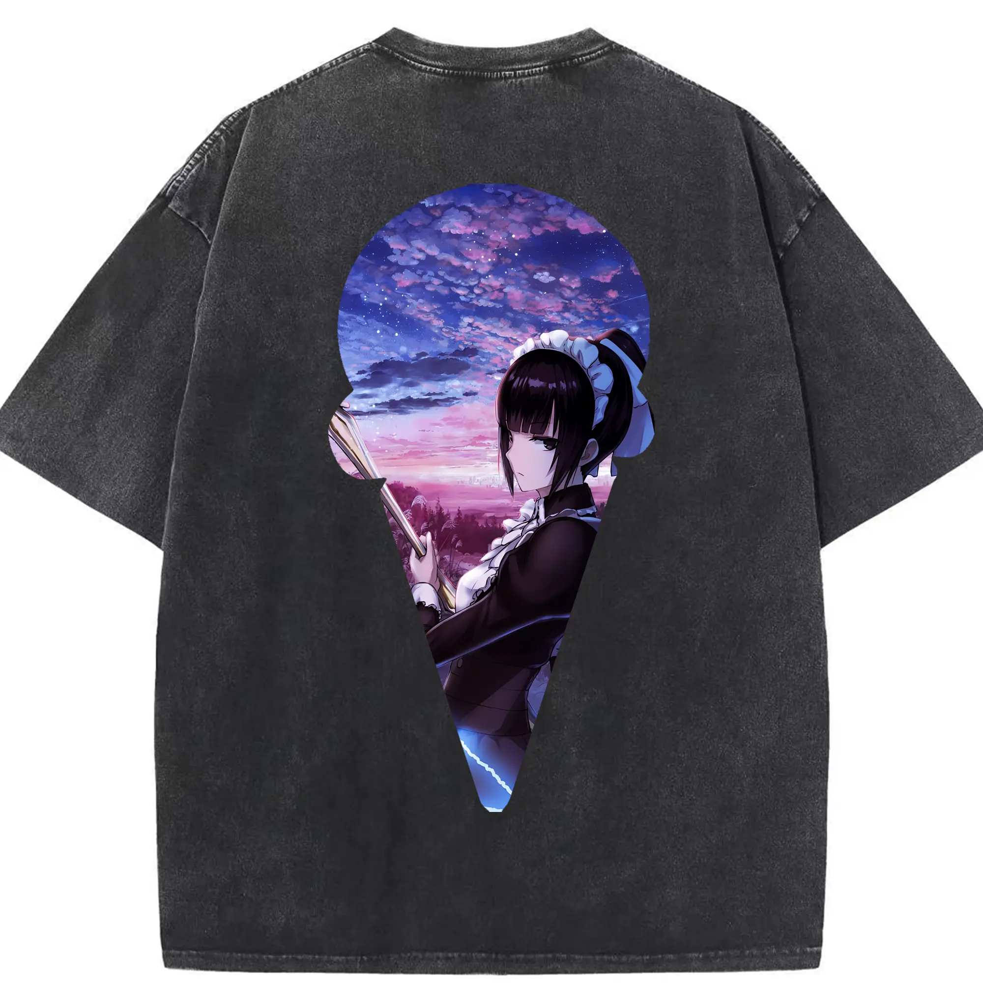 オーバーロード グッズ ナーベラル・ガンマ - 綿100％ ヴィンテージ風 半袖Tシャツ ・ 背面プリント ・ 柔らか肌触り ・ 通気性 快適 ・ スポーツ カジュアル 外出用