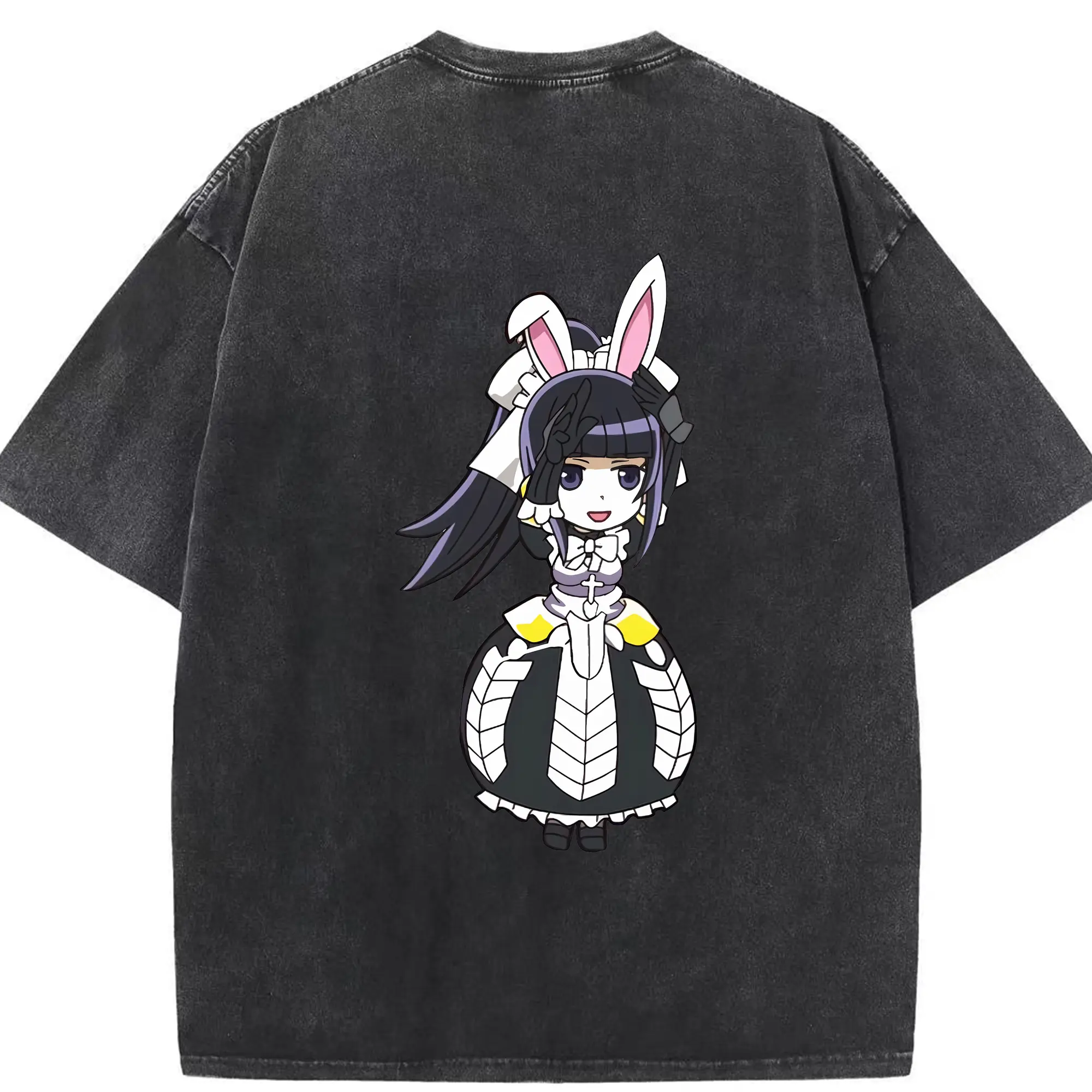 オーバーロード グッズ ナーベラル・ガンマ - 綿100％ ヴィンテージ風 半袖Tシャツ ・ 背面プリント ・ 柔らか肌触り ・ 通気性 快適 ・ スポーツ カジュアル 外出用