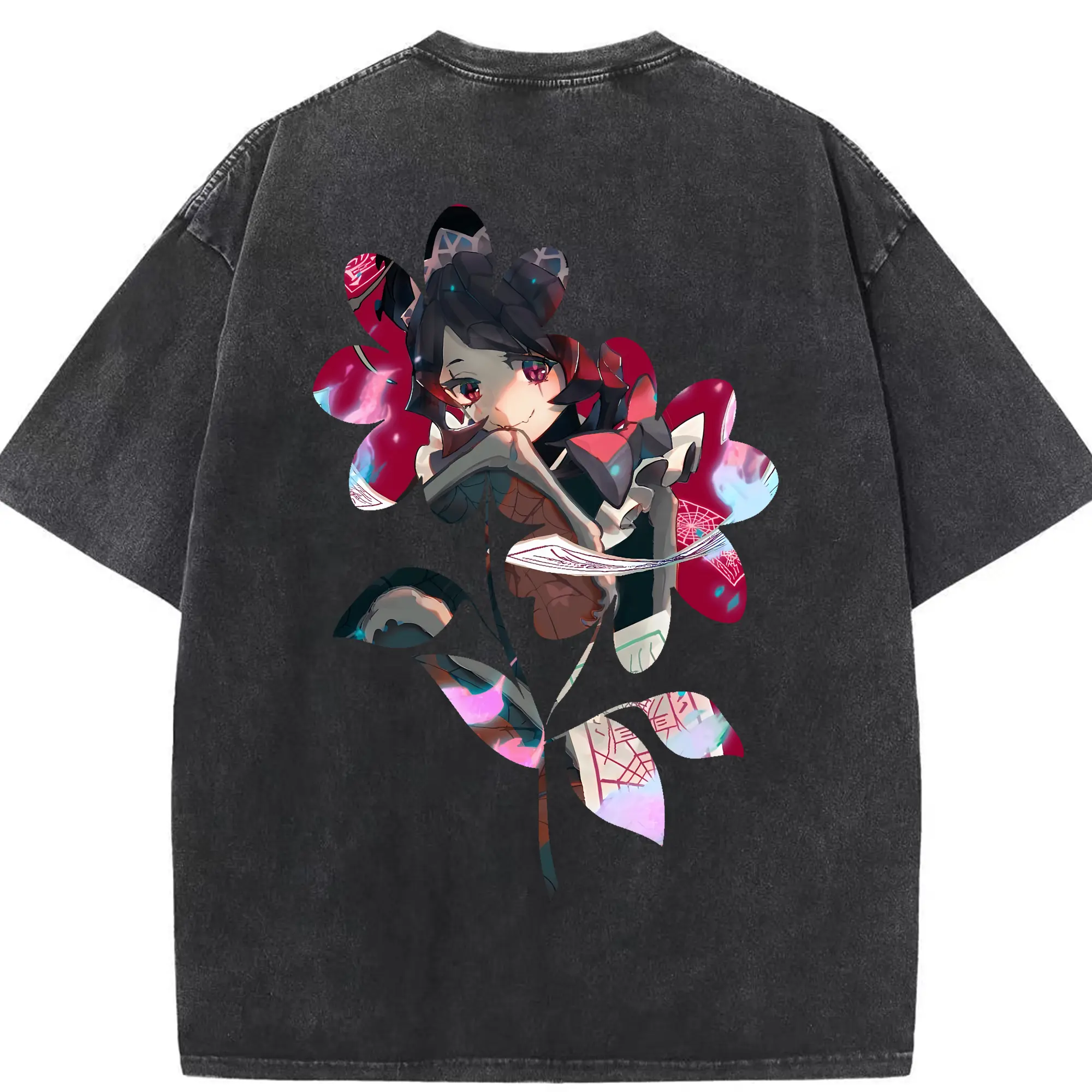 オーバーロード グッズ エントマ・ヴァシリッサ・ゼータ - 綿100％ ヴィンテージ風 半袖Tシャツ ・ 背面プリント ・ 柔らか肌触り ・ 通気性 快適 ・ スポーツ カジュアル 外出用