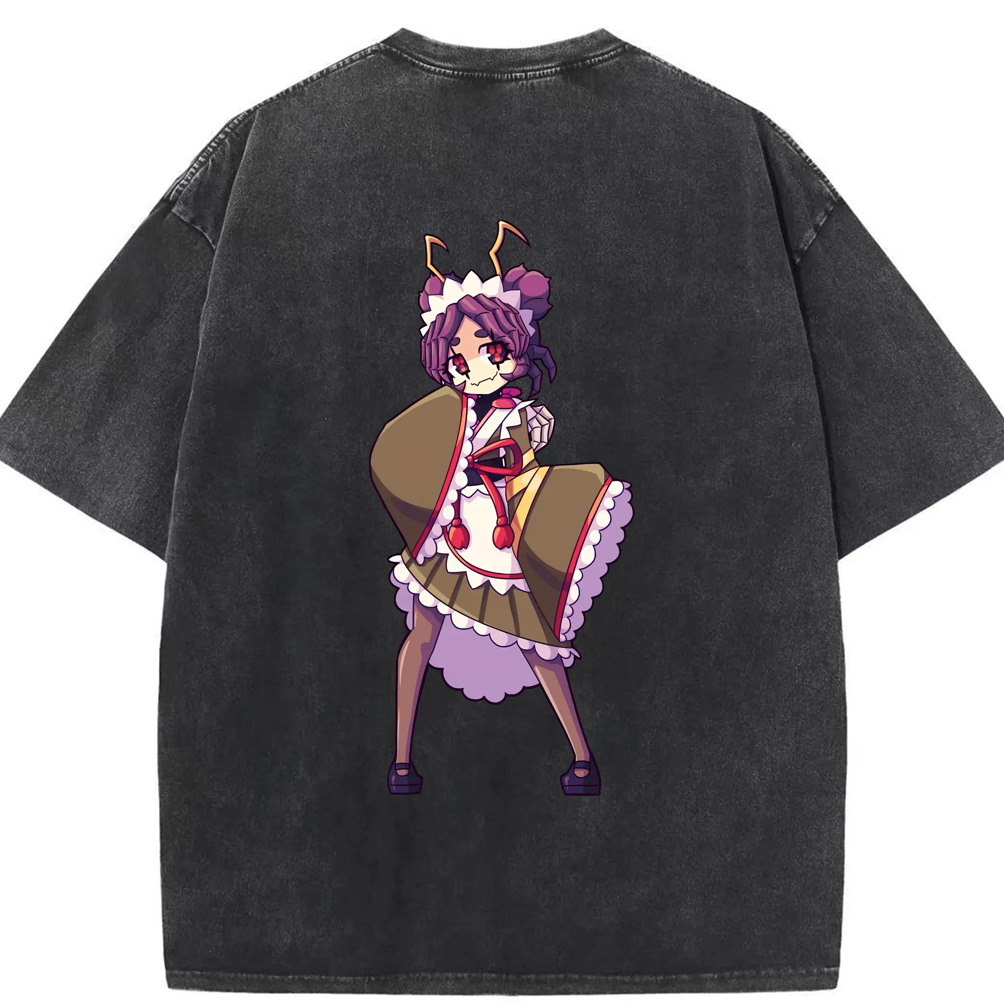 オーバーロード グッズ エントマ・ヴァシリッサ・ゼータ - 綿100％ ヴィンテージ風 半袖Tシャツ ・ 背面プリント ・ 柔らか肌触り ・ 通気性 快適 ・ スポーツ カジュアル 外出用