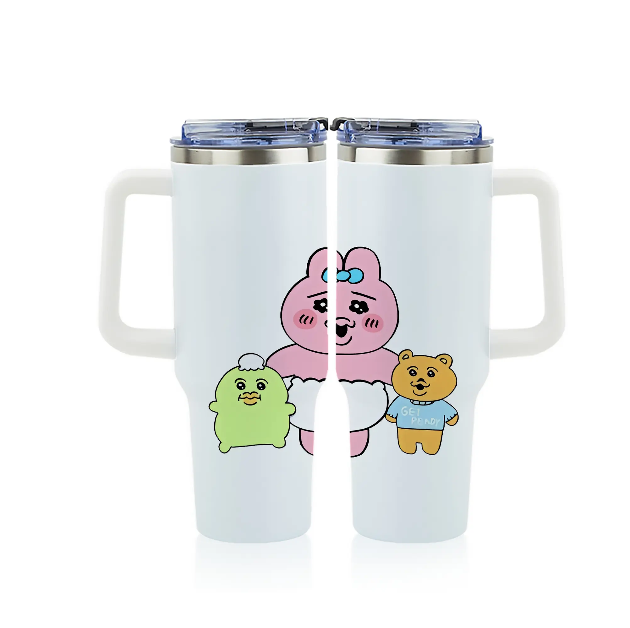 おぱんちゅうさぎ グッズ おぱんちゅうさぎ - 1200mL フルプリント車用タンブラー ・ 304ステンレス 内側 ・ 201ステンレス 外側 ・ 保温 保冷 ・ 通勤 ドライブ アウトドア用