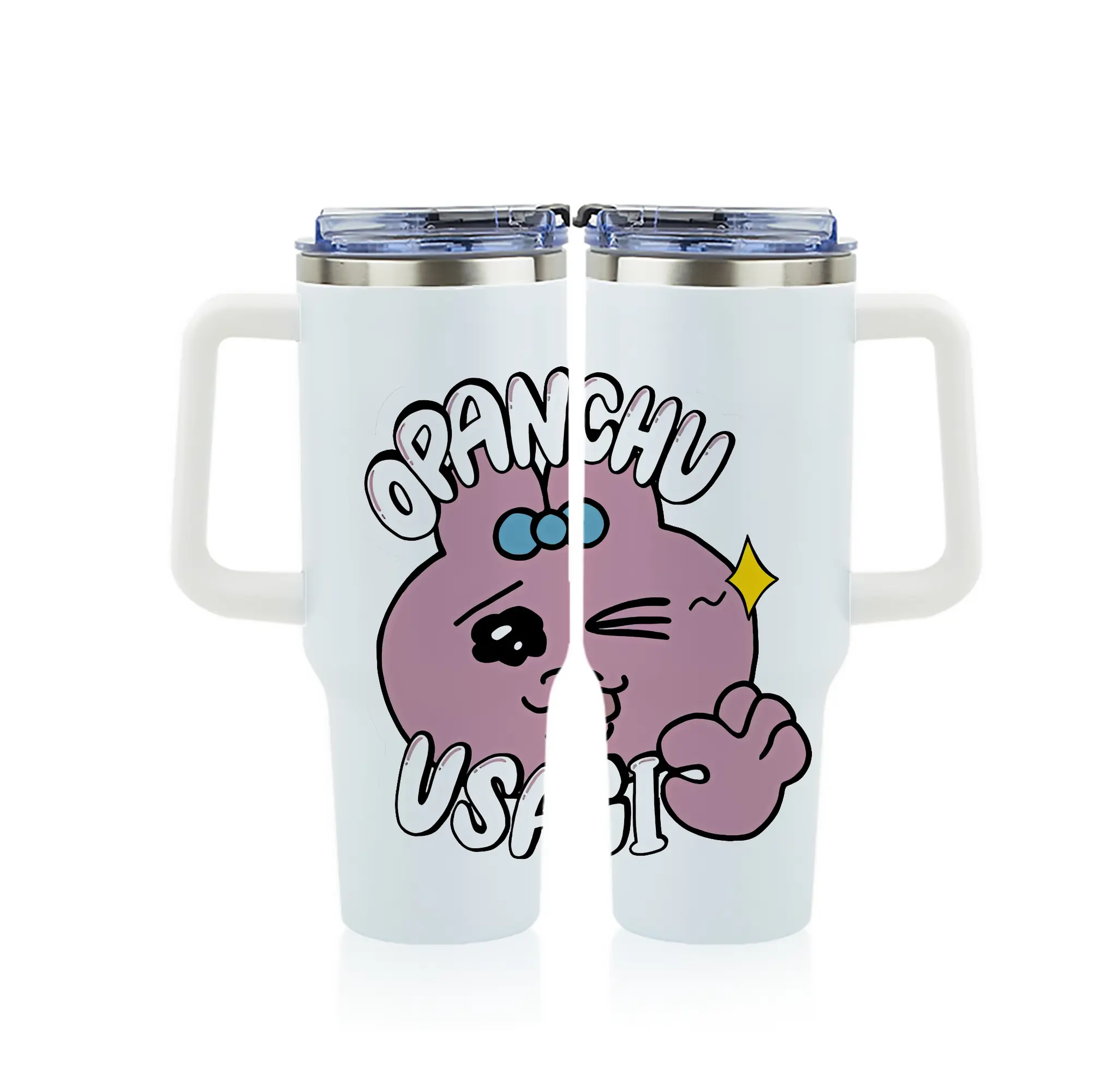 おぱんちゅうさぎ グッズ おぱんちゅうさぎ - 1200mL フルプリント車用タンブラー ・ 304ステンレス 内側 ・ 201ステンレス 外側 ・ 保温 保冷 ・ 通勤 ドライブ アウトドア用