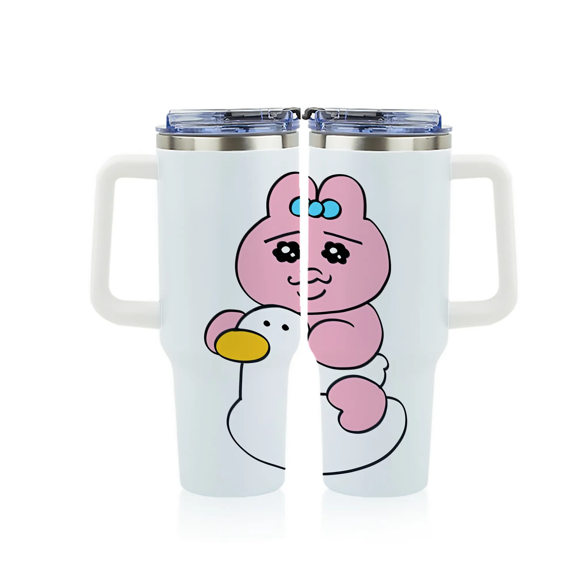 おぱんちゅうさぎ グッズ おぱんちゅうさぎ - 1200mL フルプリント車用タンブラー ・ 304ステンレス 内側 ・ 201ステンレス 外側 ・ 保温 保冷 ・ 通勤 ドライブ アウトドア用