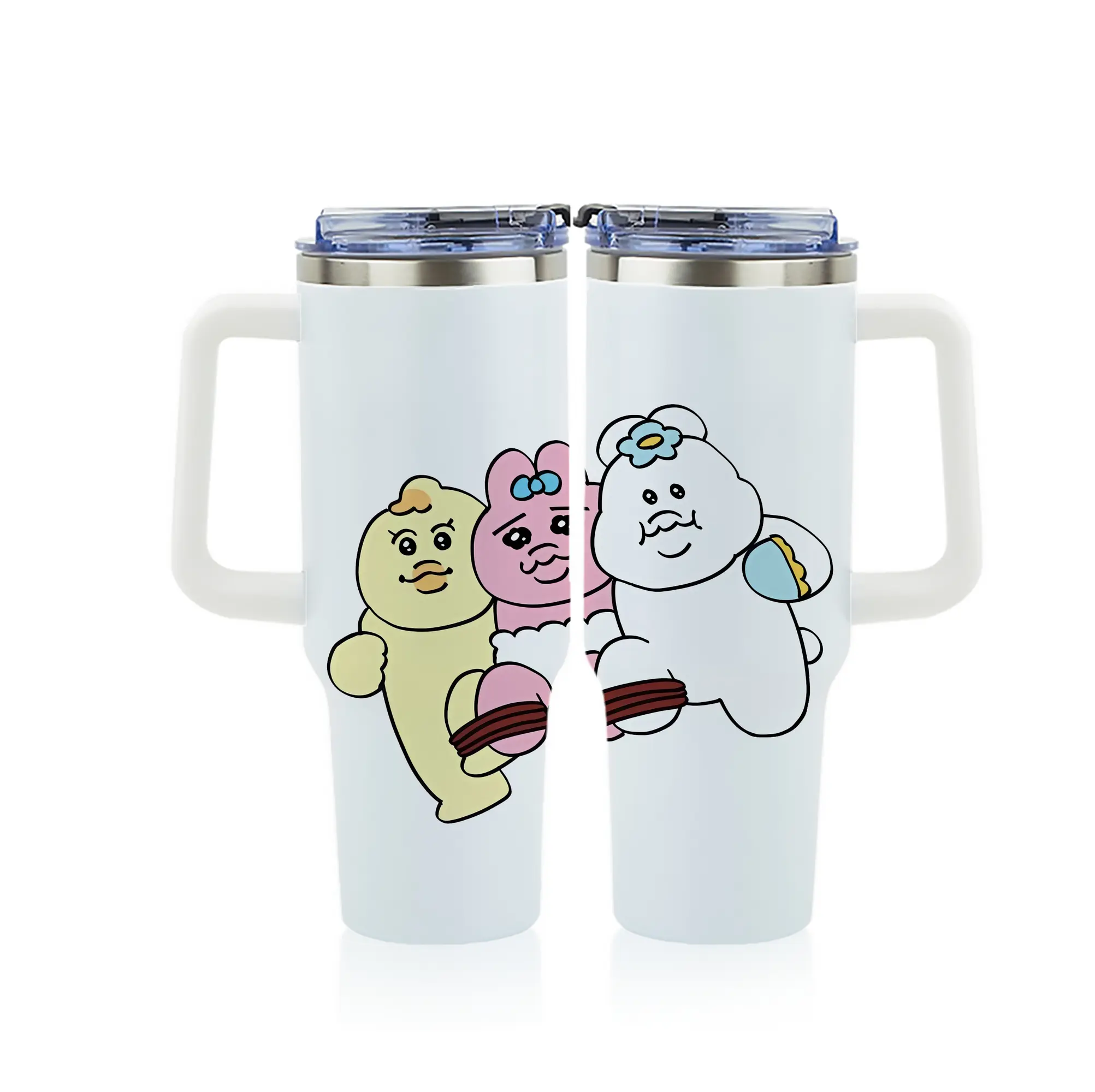 おぱんちゅうさぎ グッズ おぱんちゅうさぎ - 1200mL フルプリント車用タンブラー ・ 304ステンレス 内側 ・ 201ステンレス 外側 ・ 保温 保冷 ・ 通勤 ドライブ アウトドア用