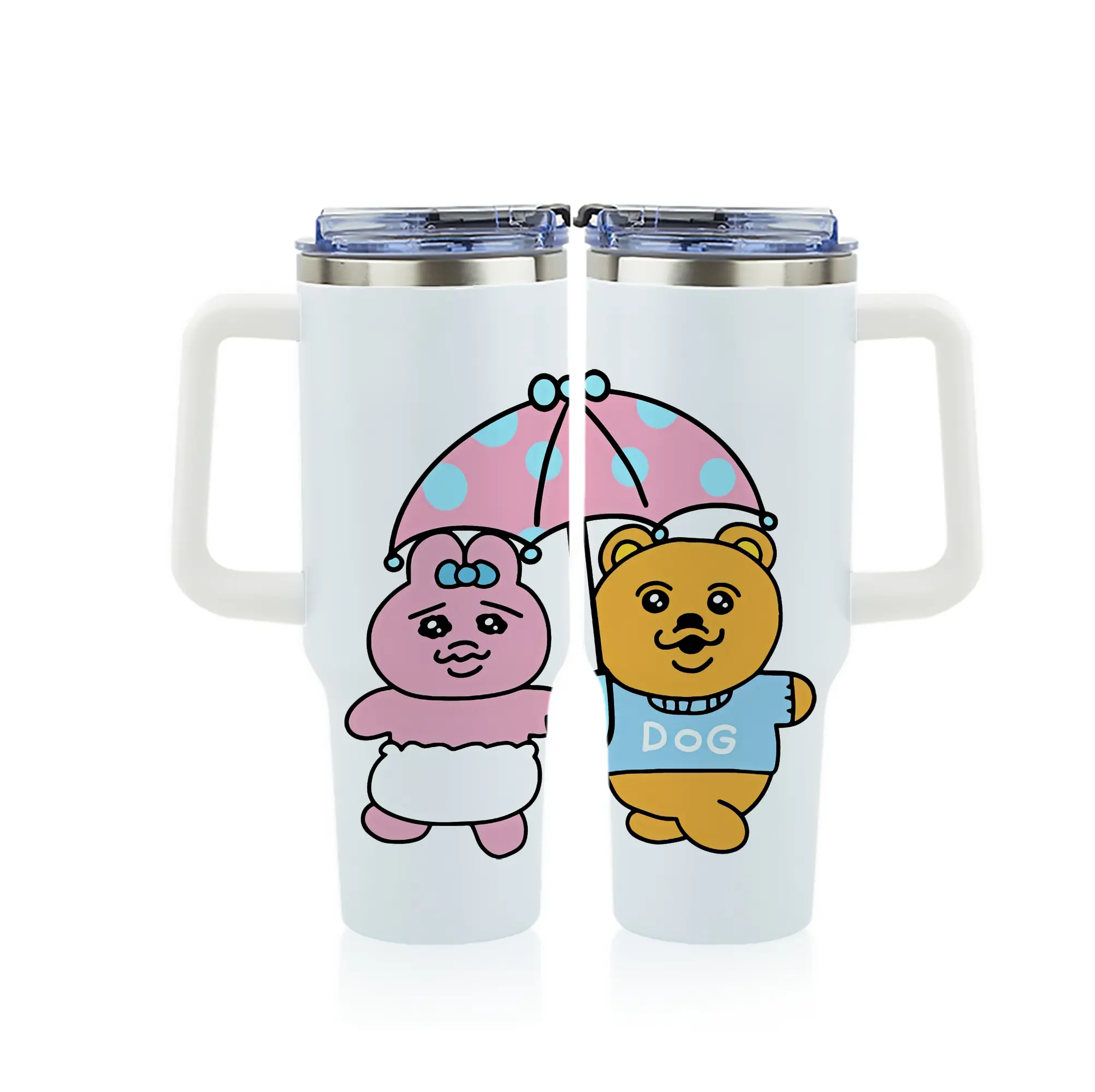 おぱんちゅうさぎ グッズ おぱんちゅうさぎ - 1200mL フルプリント車用タンブラー ・ 304ステンレス 内側 ・ 201ステンレス 外側 ・ 保温 保冷 ・ 通勤 ドライブ アウトドア用