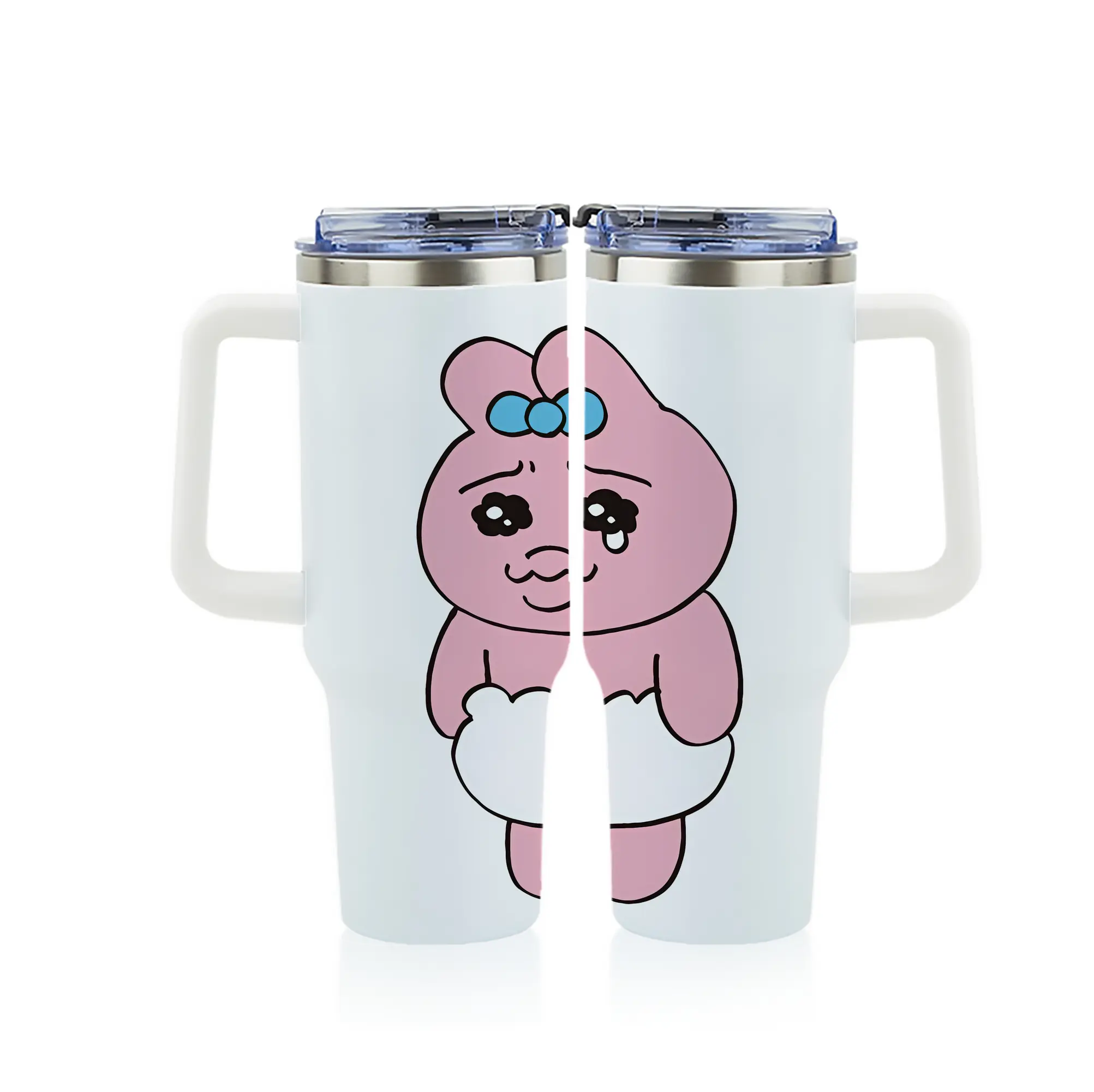 おぱんちゅうさぎ グッズ おぱんちゅうさぎ - 1200mL フルプリント車用タンブラー ・ 304ステンレス 内側 ・ 201ステンレス 外側 ・ 保温 保冷 ・ 通勤 ドライブ アウトドア用