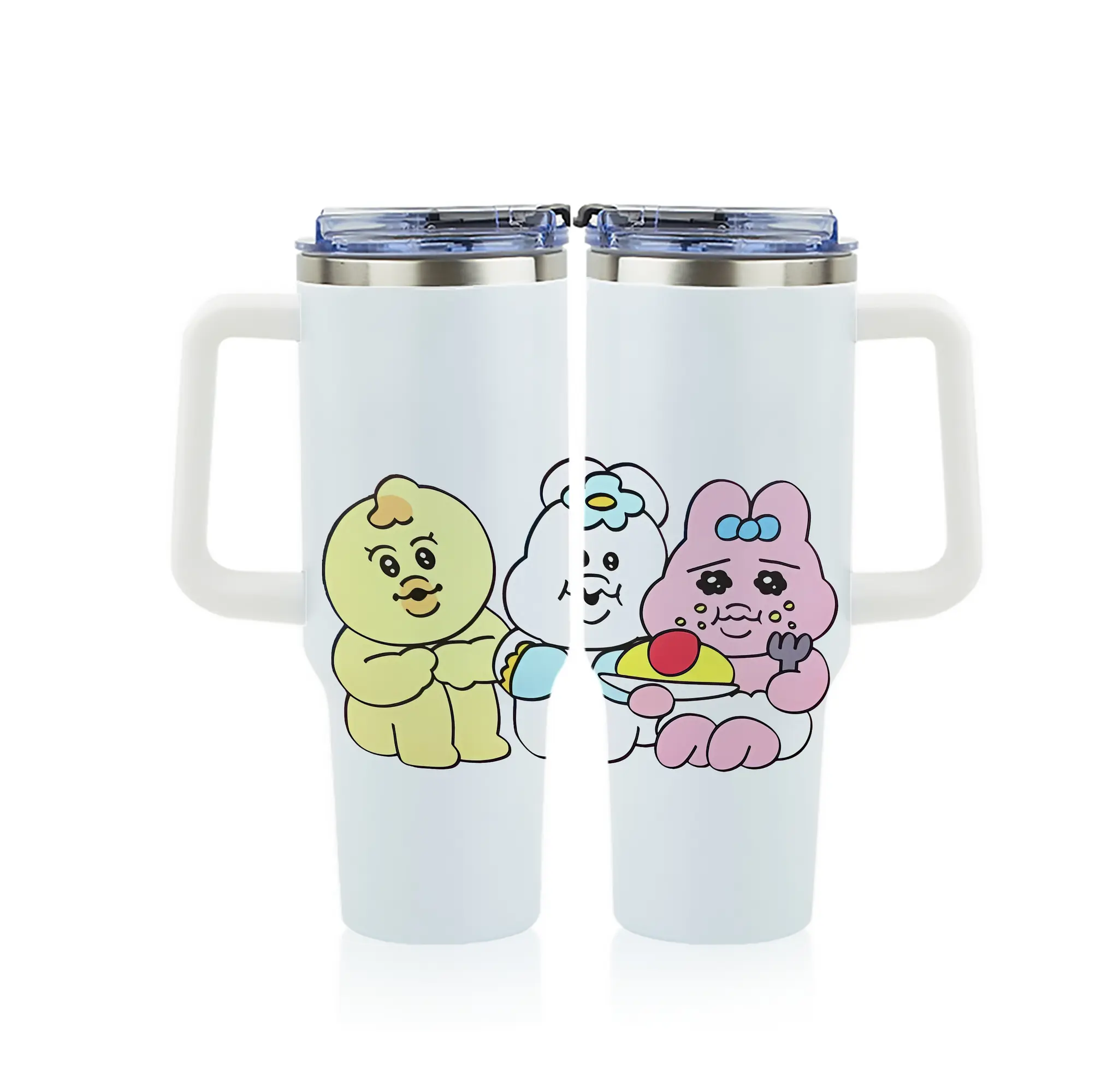 おぱんちゅうさぎ グッズ おぱんちゅうさぎ - 1200mL フルプリント車用タンブラー ・ 304ステンレス 内側 ・ 201ステンレス 外側 ・ 保温 保冷 ・ 通勤 ドライブ アウトドア用