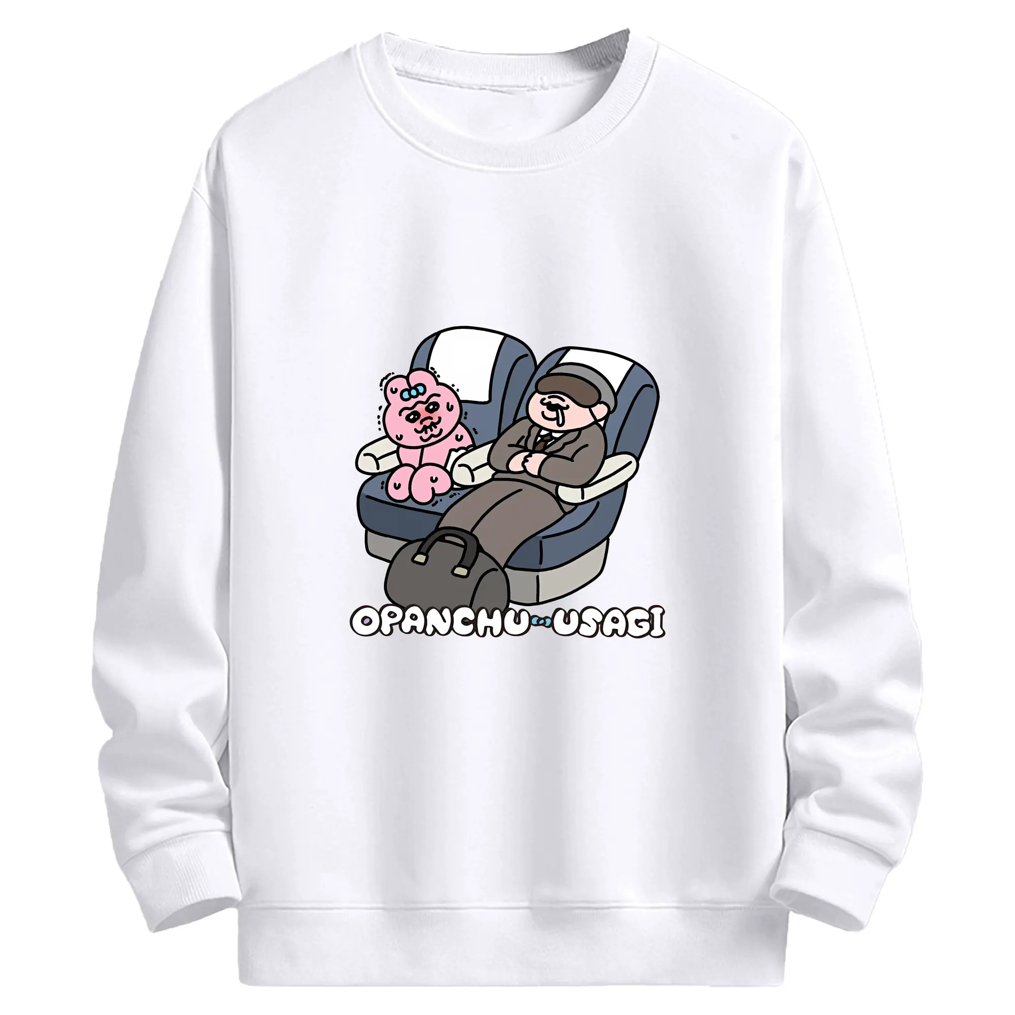 おぱんちゅうさぎ グッズ おぱんちゅうさぎ - 高品質 クルーネック スウェット ・ コットン59％ ポリエステル41％ ・ ユニセックス 長袖 トレーナー ・ カジュアル デイリー スポーツ 散歩用