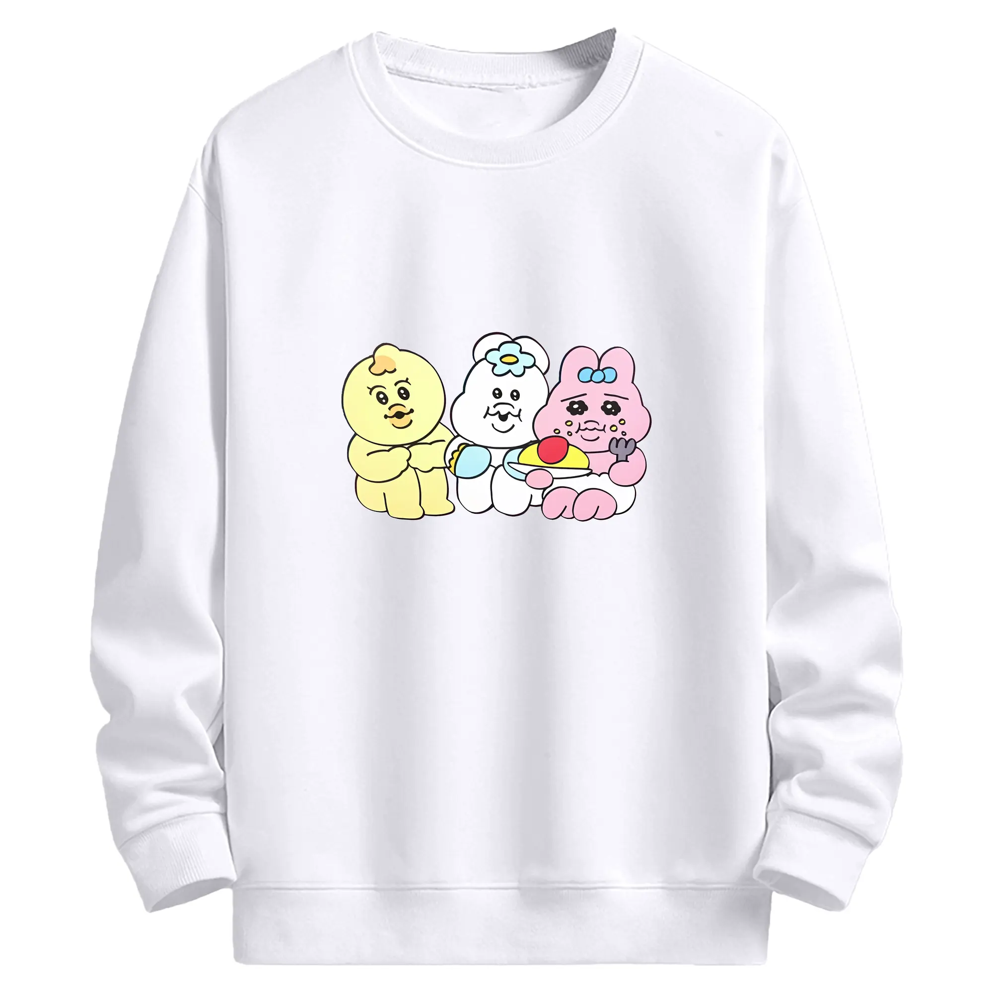 おぱんちゅうさぎ グッズ おぱんちゅうさぎ - 高品質 クルーネック スウェット ・ コットン59％ ポリエステル41％ ・ ユニセックス 長袖 トレーナー ・ カジュアル デイリー スポーツ 散歩用