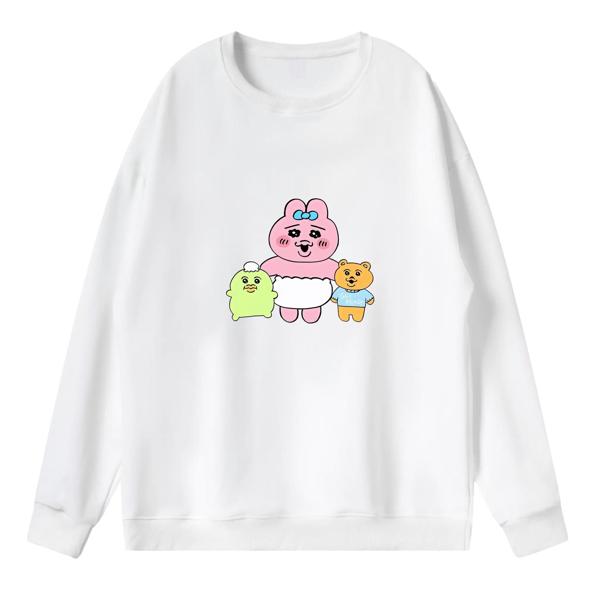 おぱんちゅうさぎ グッズ おぱんちゅうさぎ - 薄手 クルーネック スウェット 裏毛260g · ポリエステル 春秋向け カジュアル 男女兼用 · トレーナー デイリー スポーツ 散歩に最適