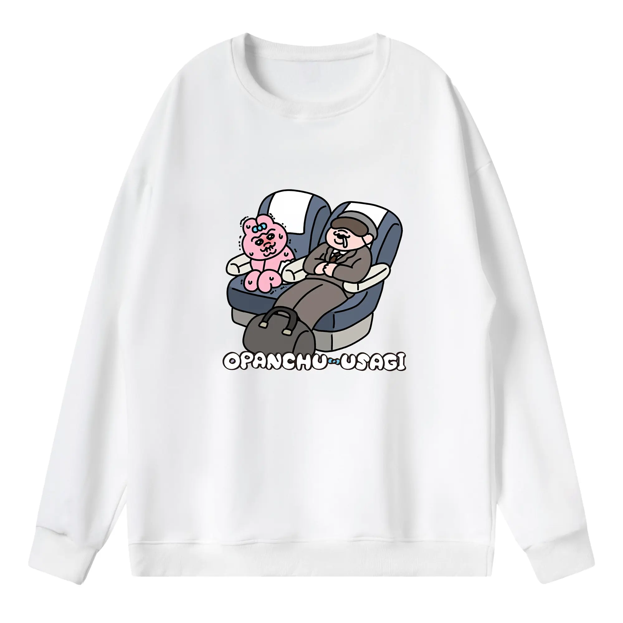 おぱんちゅうさぎ グッズ おぱんちゅうさぎ - 薄手 クルーネック スウェット 裏毛260g · ポリエステル 春秋向け カジュアル 男女兼用 · トレーナー デイリー スポーツ 散歩に最適