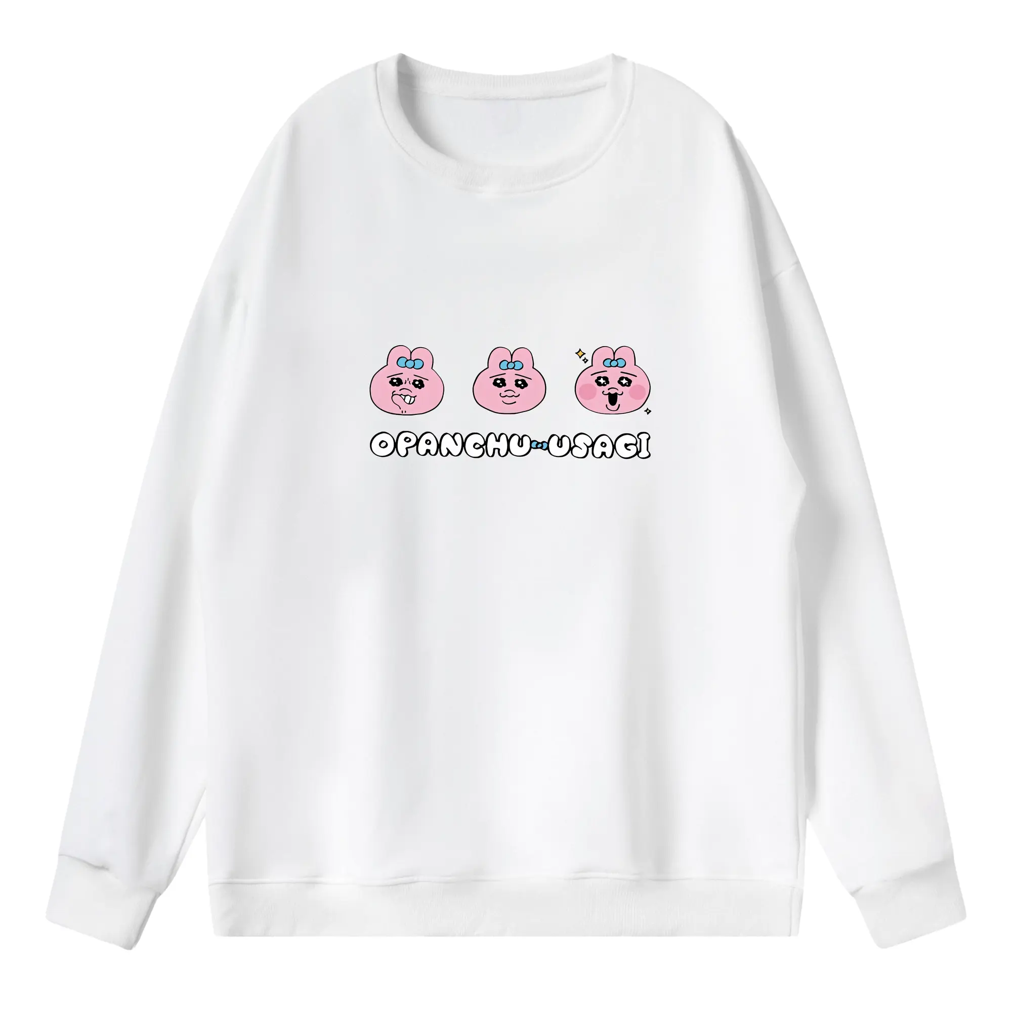 おぱんちゅうさぎ グッズ おぱんちゅうさぎ - 薄手 クルーネック スウェット 裏毛260g · ポリエステル 春秋向け カジュアル 男女兼用 · トレーナー デイリー スポーツ 散歩に最適