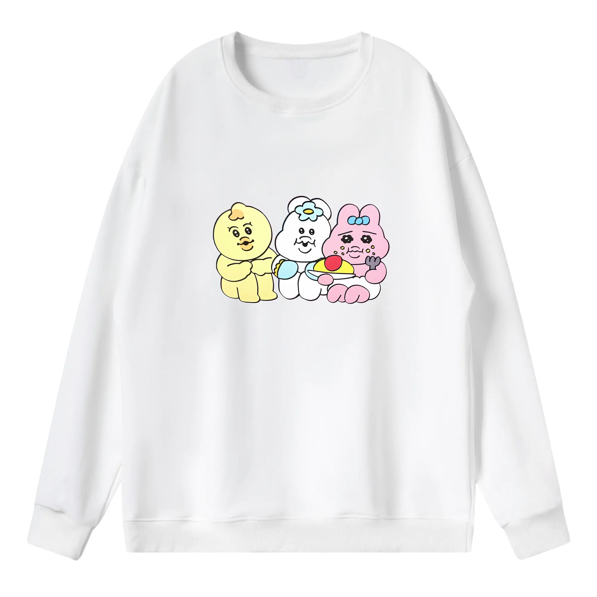 おぱんちゅうさぎ グッズ おぱんちゅうさぎ - 薄手 クルーネック スウェット 裏毛260g · ポリエステル 春秋向け カジュアル 男女兼用 · トレーナー デイリー スポーツ 散歩に最適