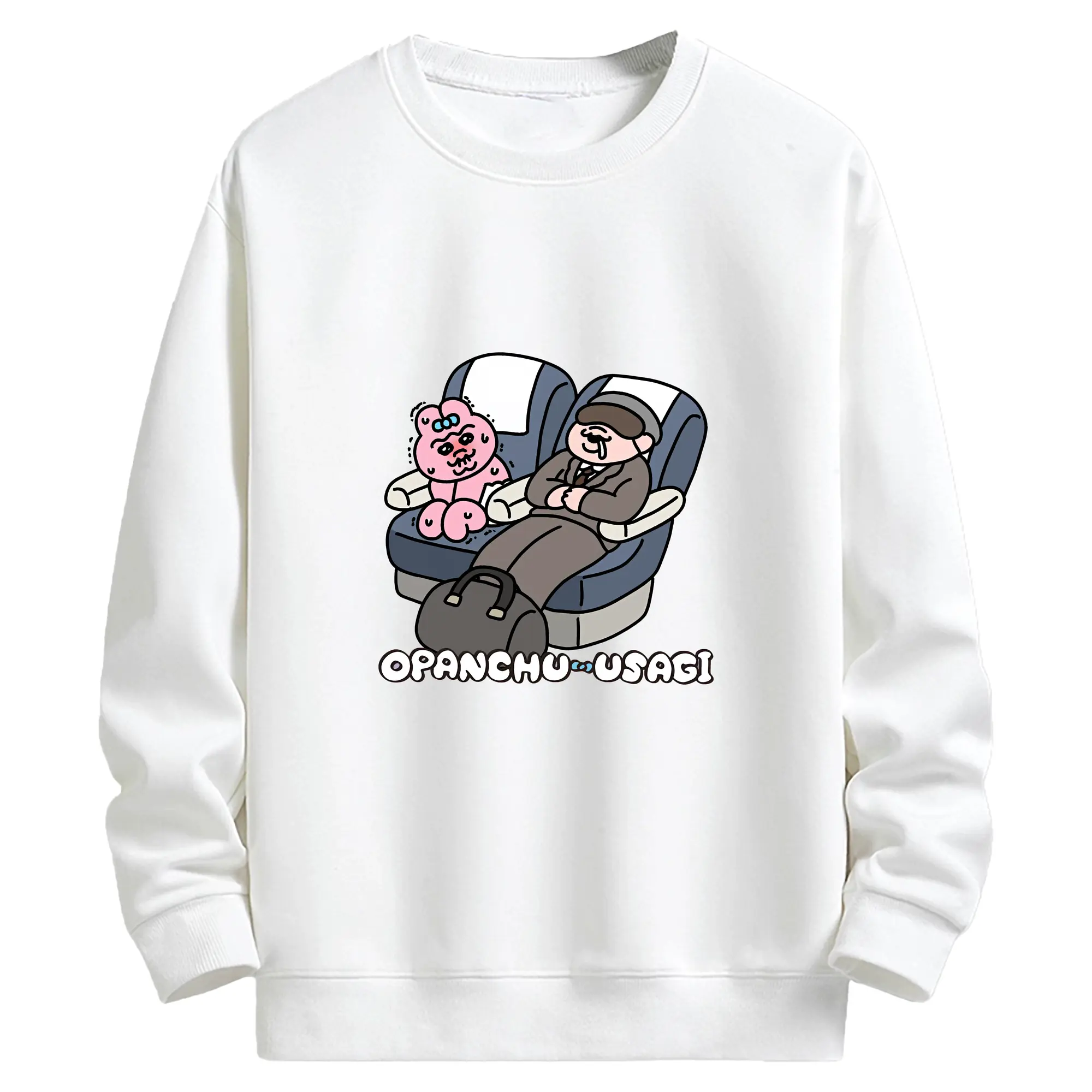 おぱんちゅうさぎ グッズ おぱんちゅうさぎ - キッズ クルーネックスウェットシャツ ・ フロントプリント ・ 綿80％ ポリエステル20％ ・ 快適 通学 スポーツ 日常使い お散歩用