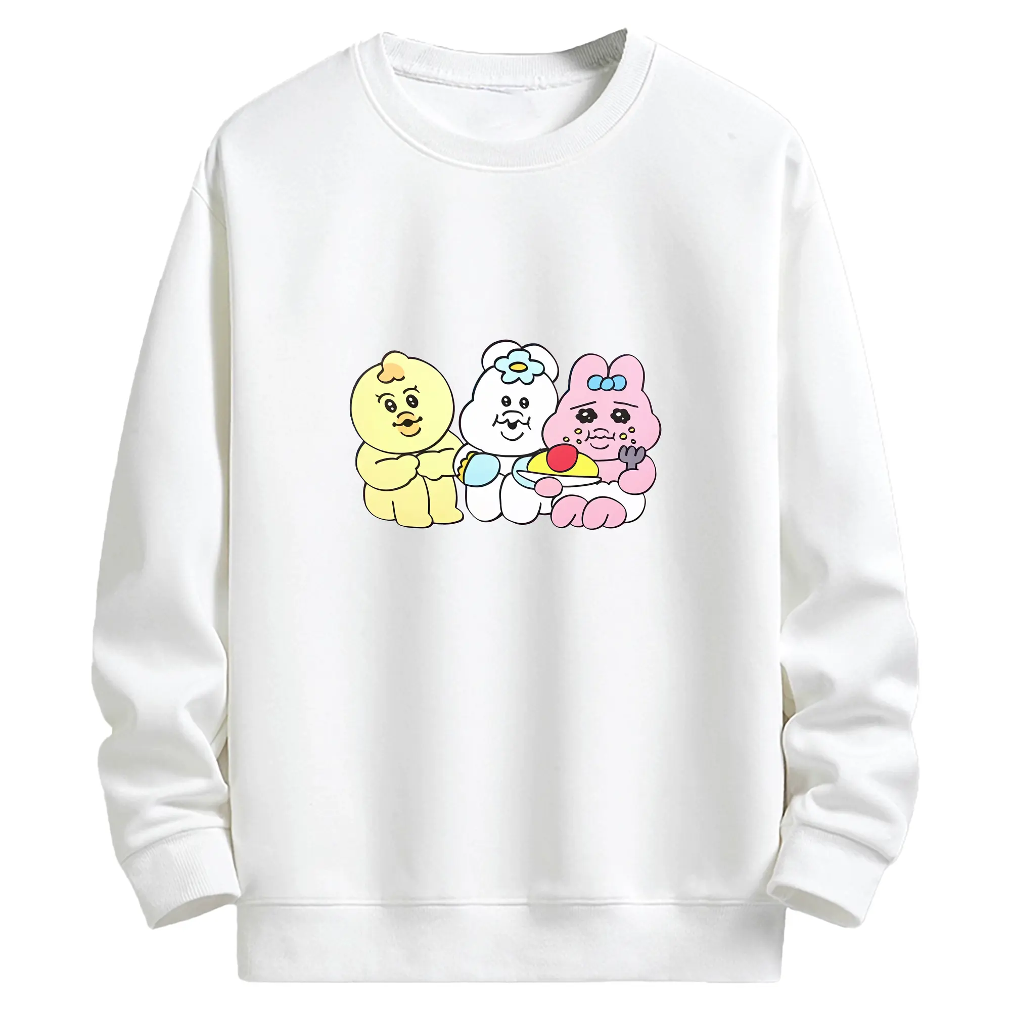 おぱんちゅうさぎ グッズ おぱんちゅうさぎ - キッズ クルーネックスウェットシャツ ・ フロントプリント ・ 綿80％ ポリエステル20％ ・ 快適 通学 スポーツ 日常使い お散歩用