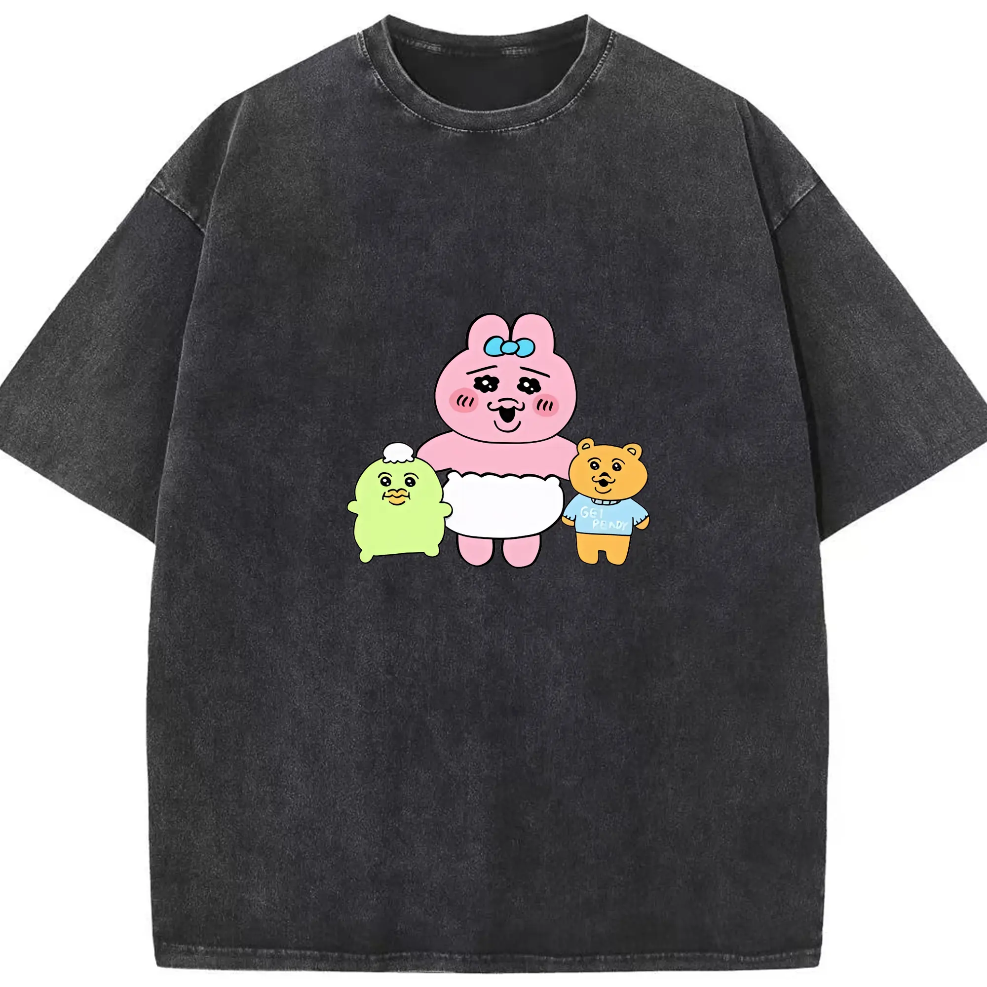 おぱんちゅうさぎ グッズ おぱんちゅうさぎ - 綿100％ ヴィンテージ風 半袖Tシャツ ・ フロントプリント ・ 柔らか肌触り ・ 通気性 快適 ・ スポーツ カジュアル 外出用