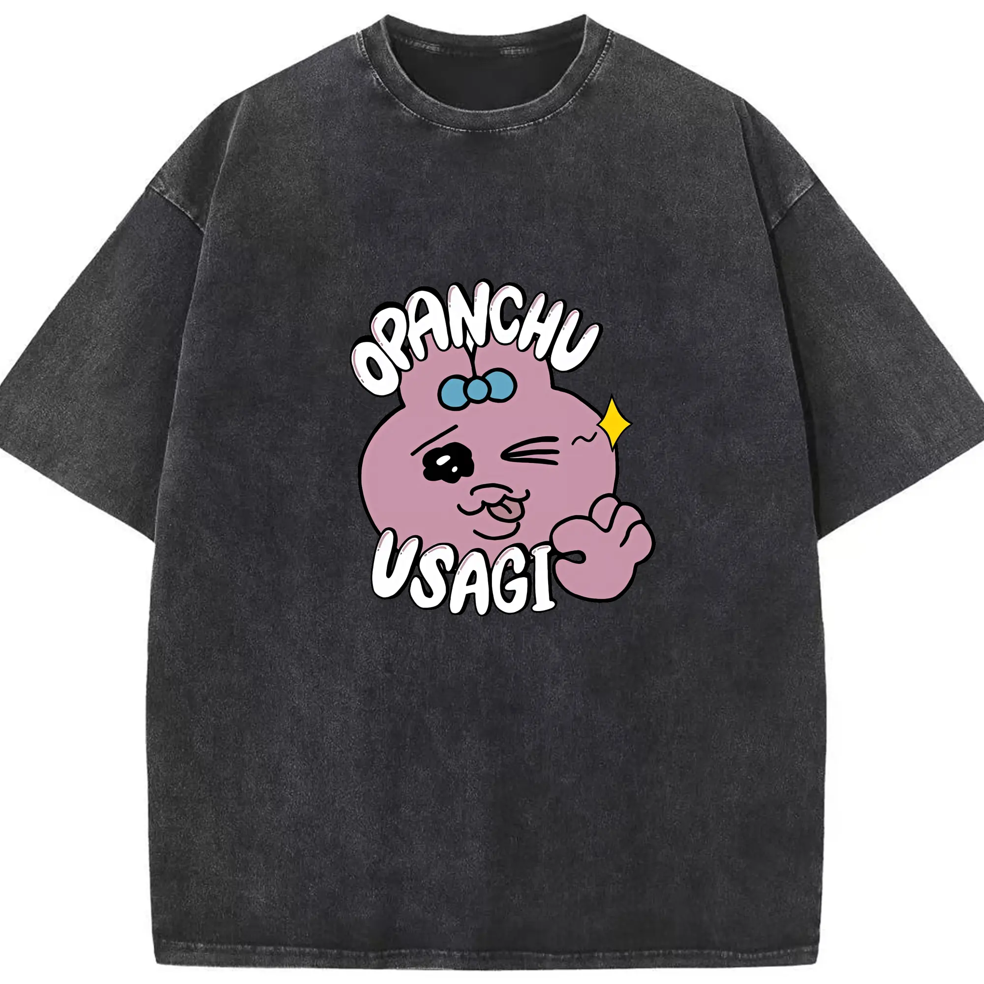 おぱんちゅうさぎ グッズ おぱんちゅうさぎ - 綿100％ ヴィンテージ風 半袖Tシャツ ・ フロントプリント ・ 柔らか肌触り ・ 通気性 快適 ・ スポーツ カジュアル 外出用
