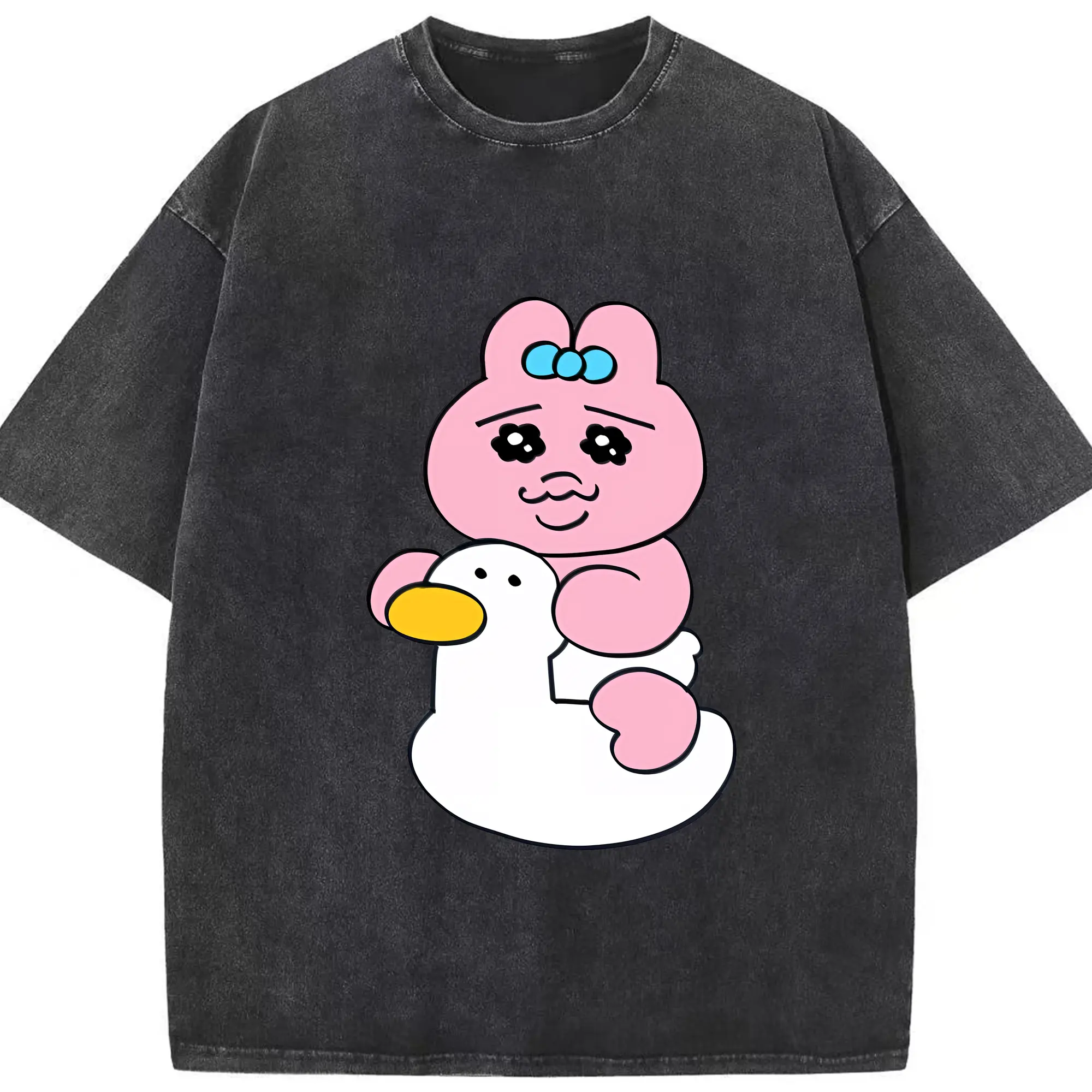おぱんちゅうさぎ グッズ おぱんちゅうさぎ - 綿100％ ヴィンテージ風 半袖Tシャツ ・ フロントプリント ・ 柔らか肌触り ・ 通気性 快適 ・ スポーツ カジュアル 外出用